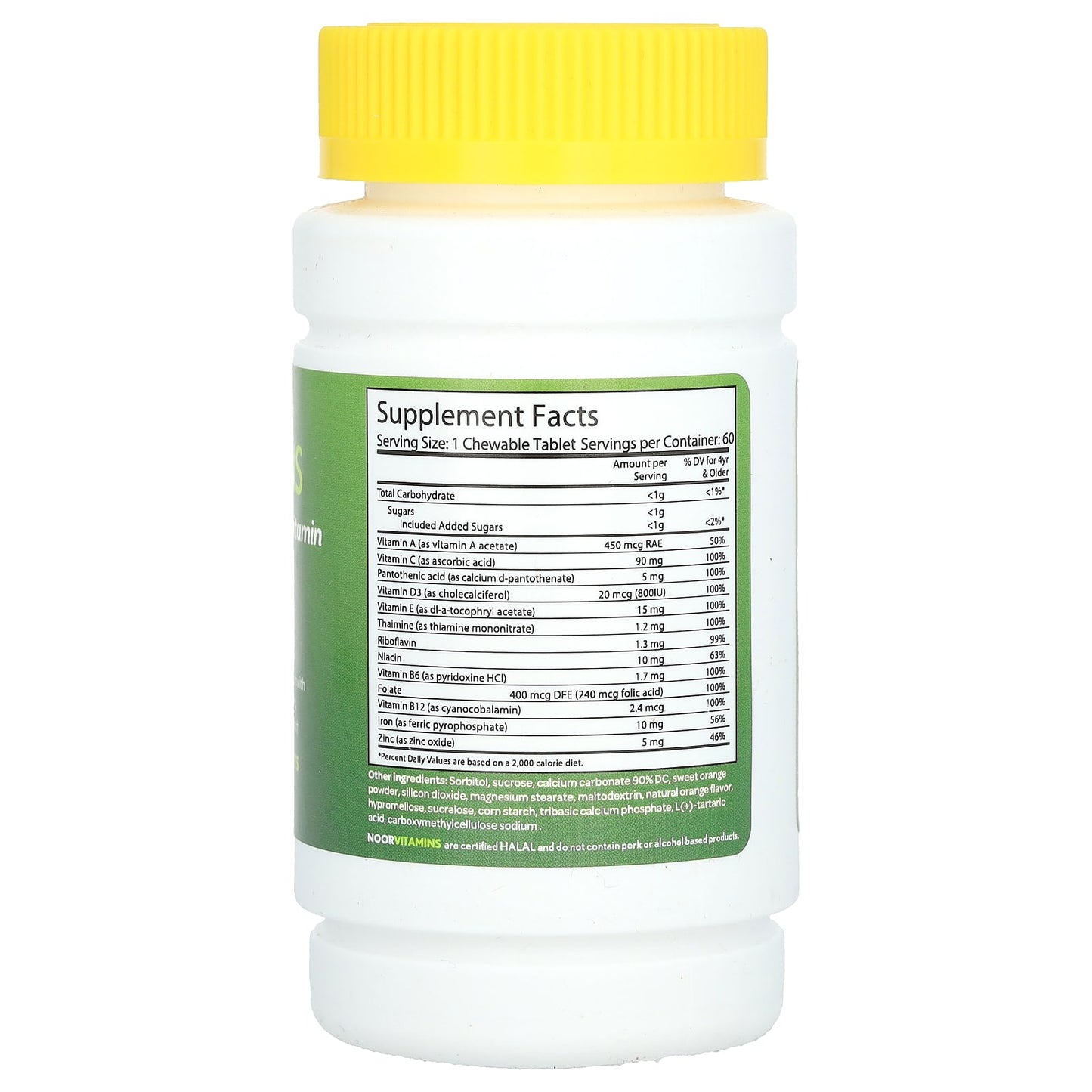 Noor Vitamins, Children's Multivitamin with Iron , 60 Chewable Tablets - Image 2