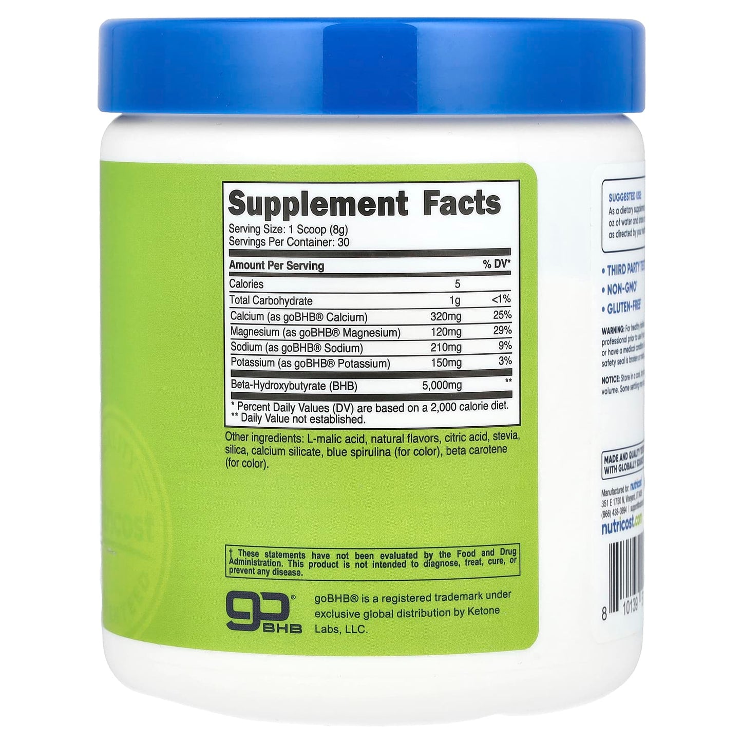 Nutricost, BHB Salts, goBHB®, Green Apple, 9 oz (252 g) - Image 2