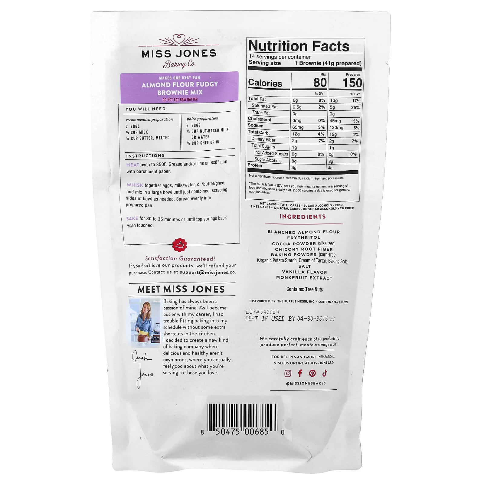 Miss Jones Baking Co, Bread & Muffin Mix, Fudgy Brownie, 10.57 oz (300 g) - Image 2