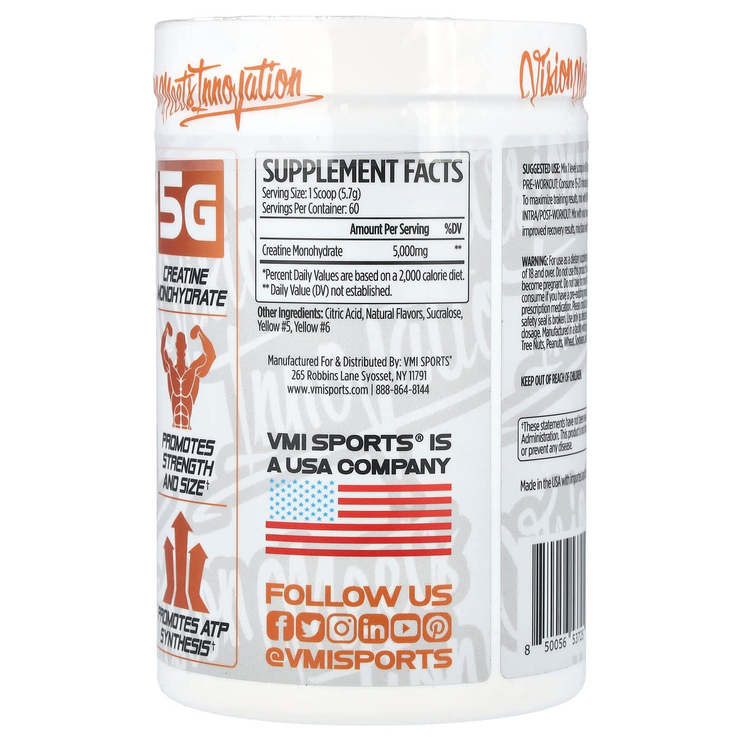 VMI Sports, Creatine Monohydrate, Peach Mango Rings, 12.1 oz (342 g) - Image 2