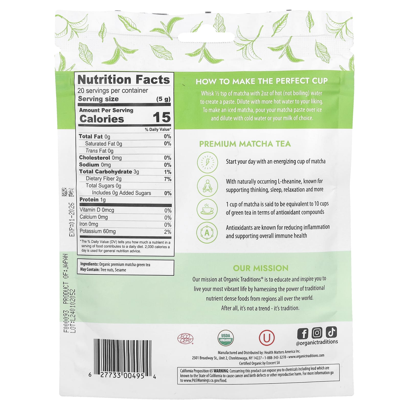 Organic Traditions, Premium Matcha Tea, 3.5 oz (100 g) - Image 2