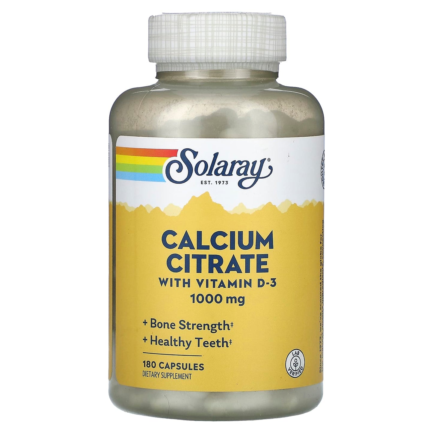 Solaray, Calcium Citrate with Vitamin D-3, 1,000 mg, 180 Capsules (250 mg per Capsule) - Image 1