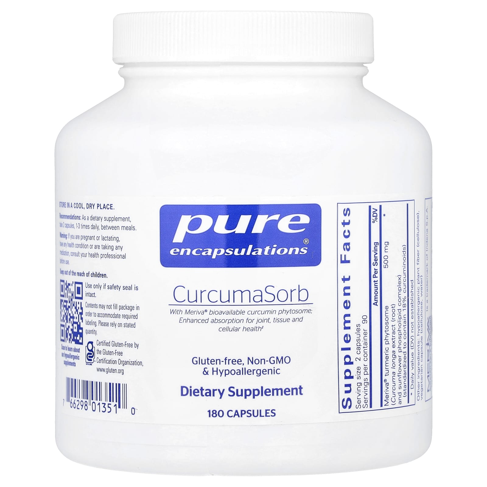 Pure Encapsulations, CurcumaSorb, 180 Capsules (250 mg per Capsule) - Image 1