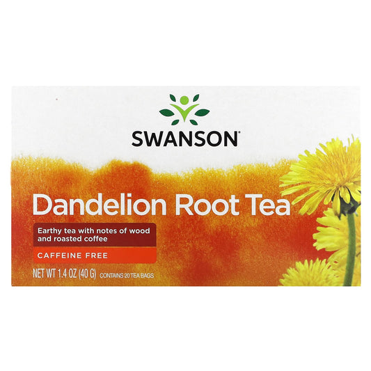 Swanson, Dandelion Root Tea, Caffeine Free, 20 Tea Bags, 1.4 oz (40 g) - Image 1