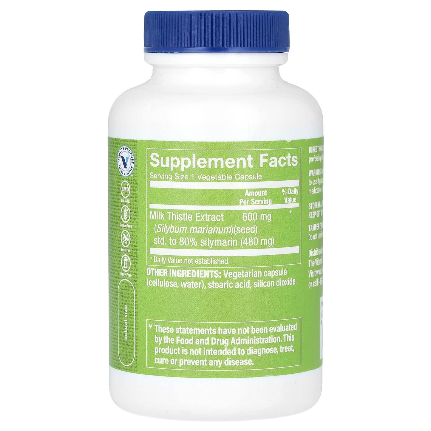 The Vitamin Shoppe, Double Strength Milk Thistle Extract, 600 mg, 100 Vegetable Capsules