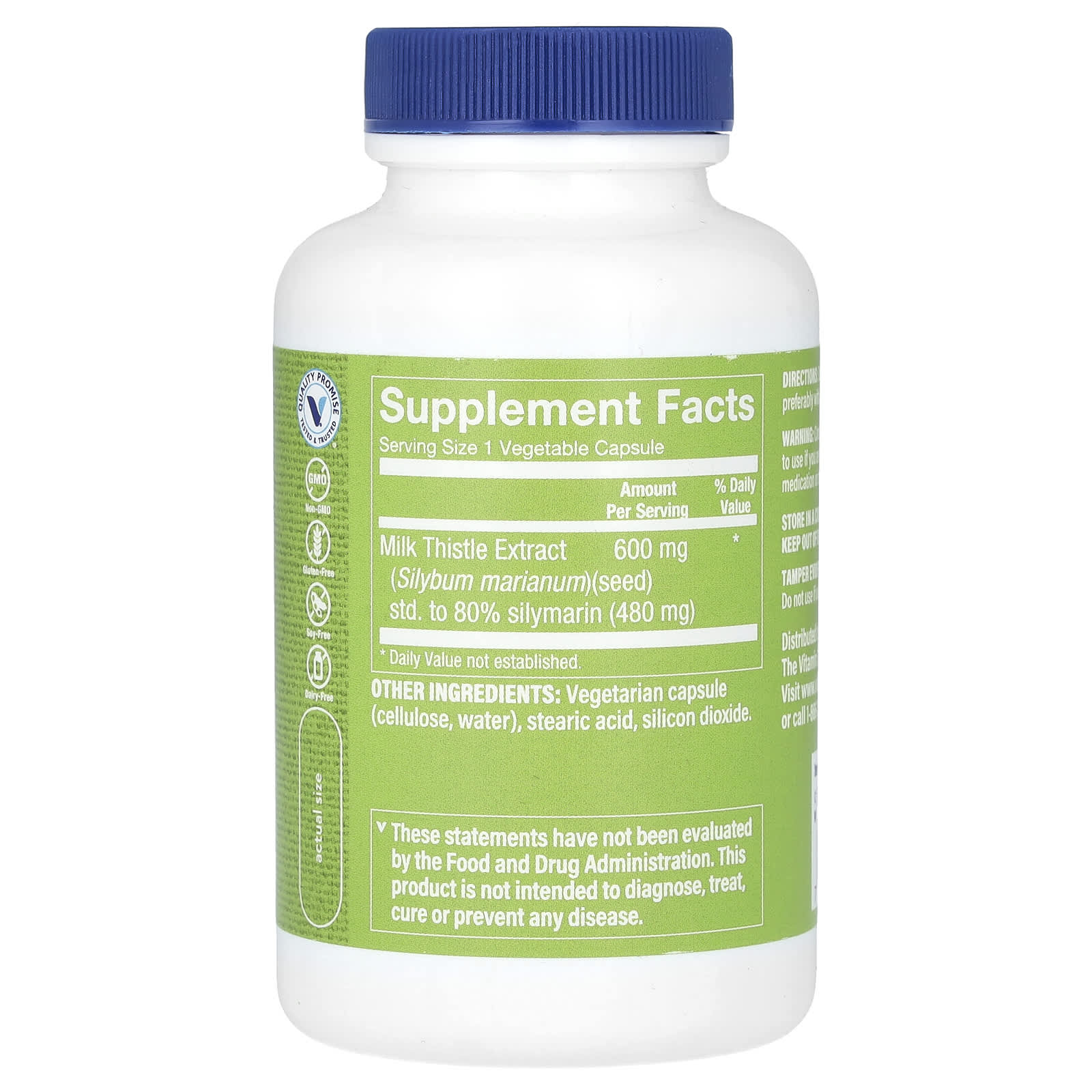 The Vitamin Shoppe, Double Strength Milk Thistle Extract, 600 mg, 100 Vegetable Capsules
