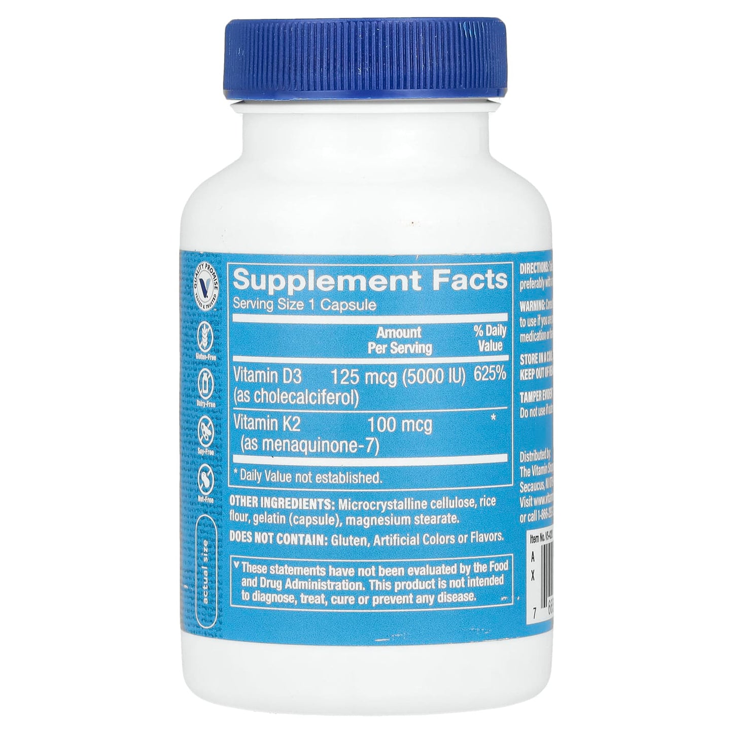 The Vitamin Shoppe, Vitamin D3 & K2, 120 Capsules - Image 2