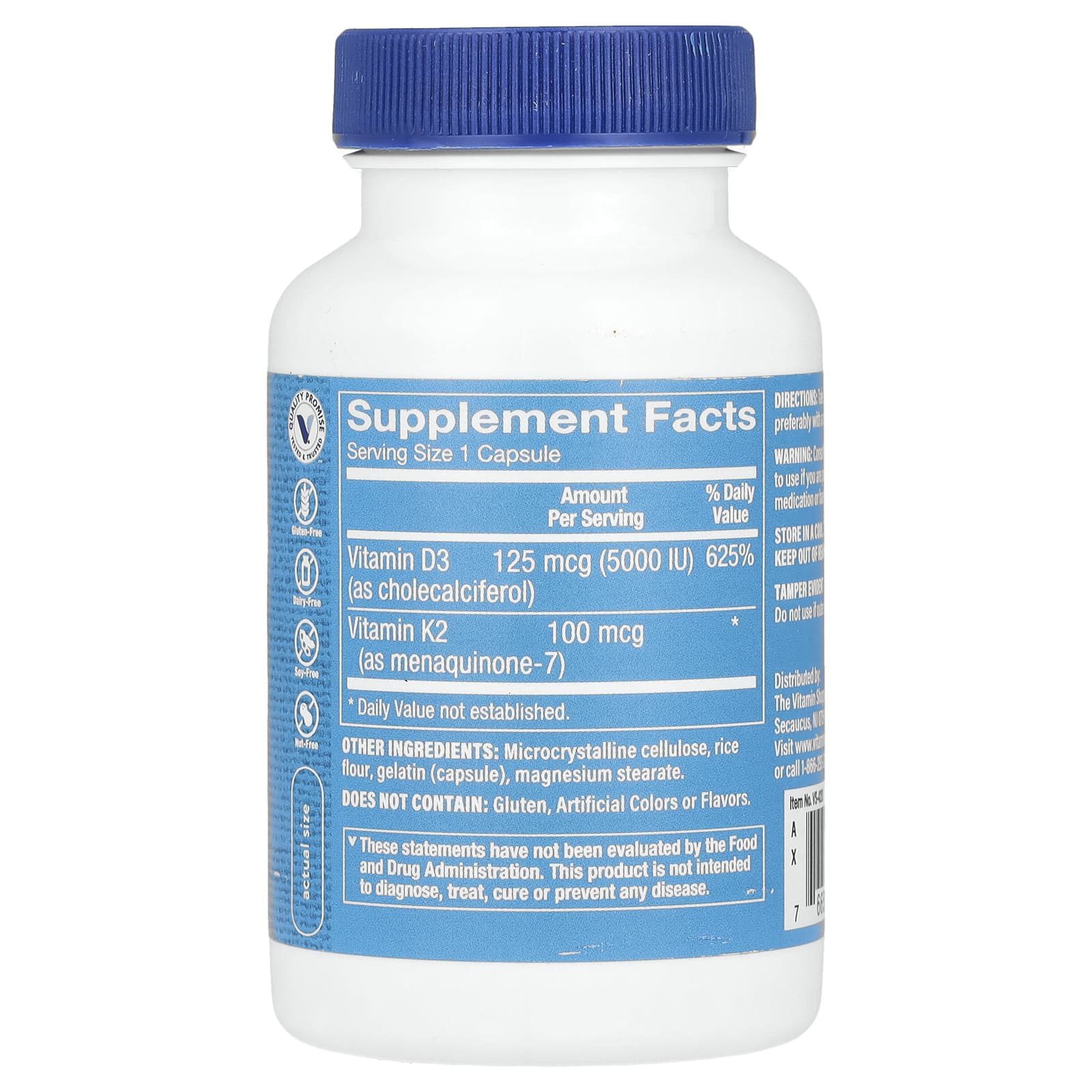 The Vitamin Shoppe, Vitamin D3 & K2, 120 Capsules - Image 2