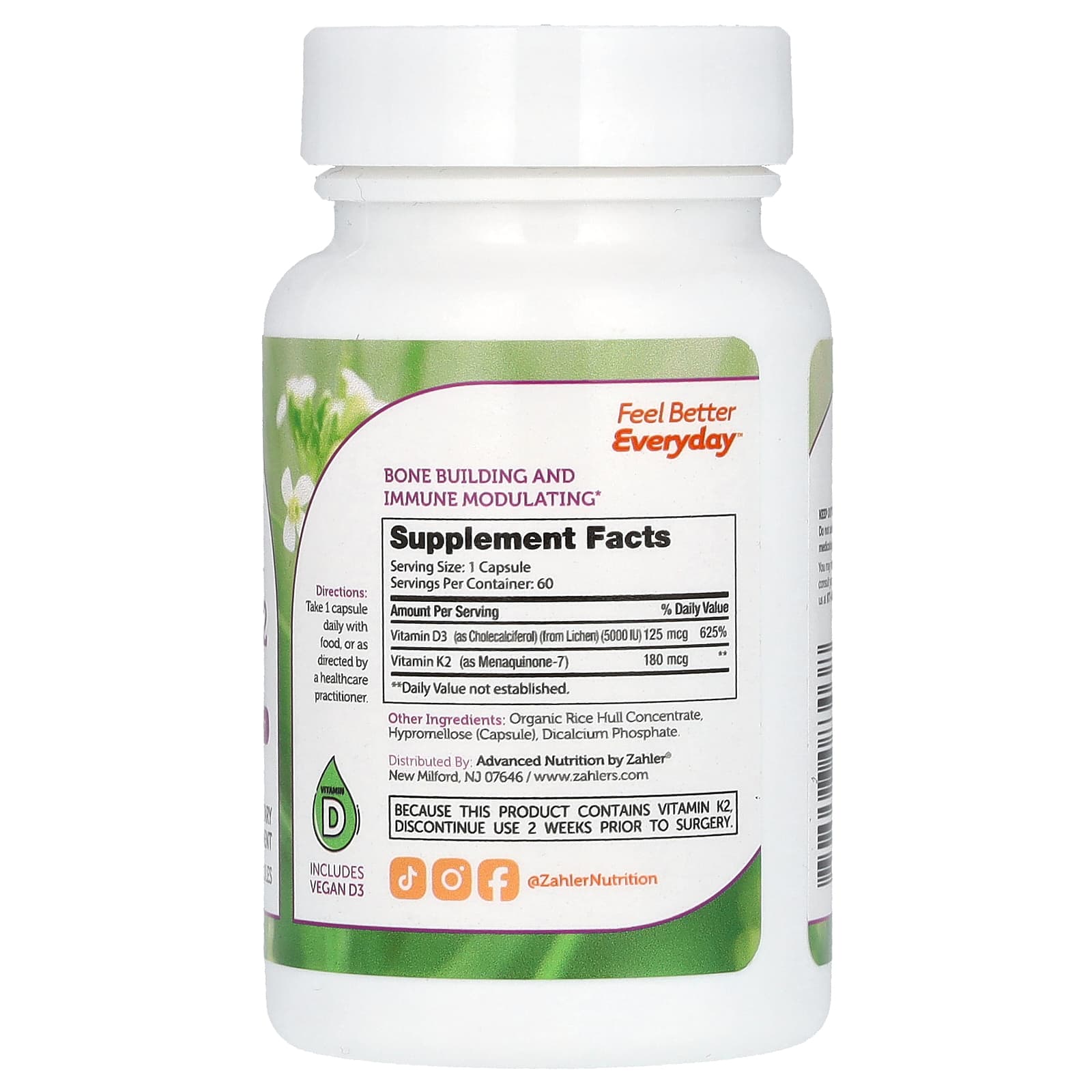 Zahler, Vitamin D3 & K2, 60 Capsules - Image 2