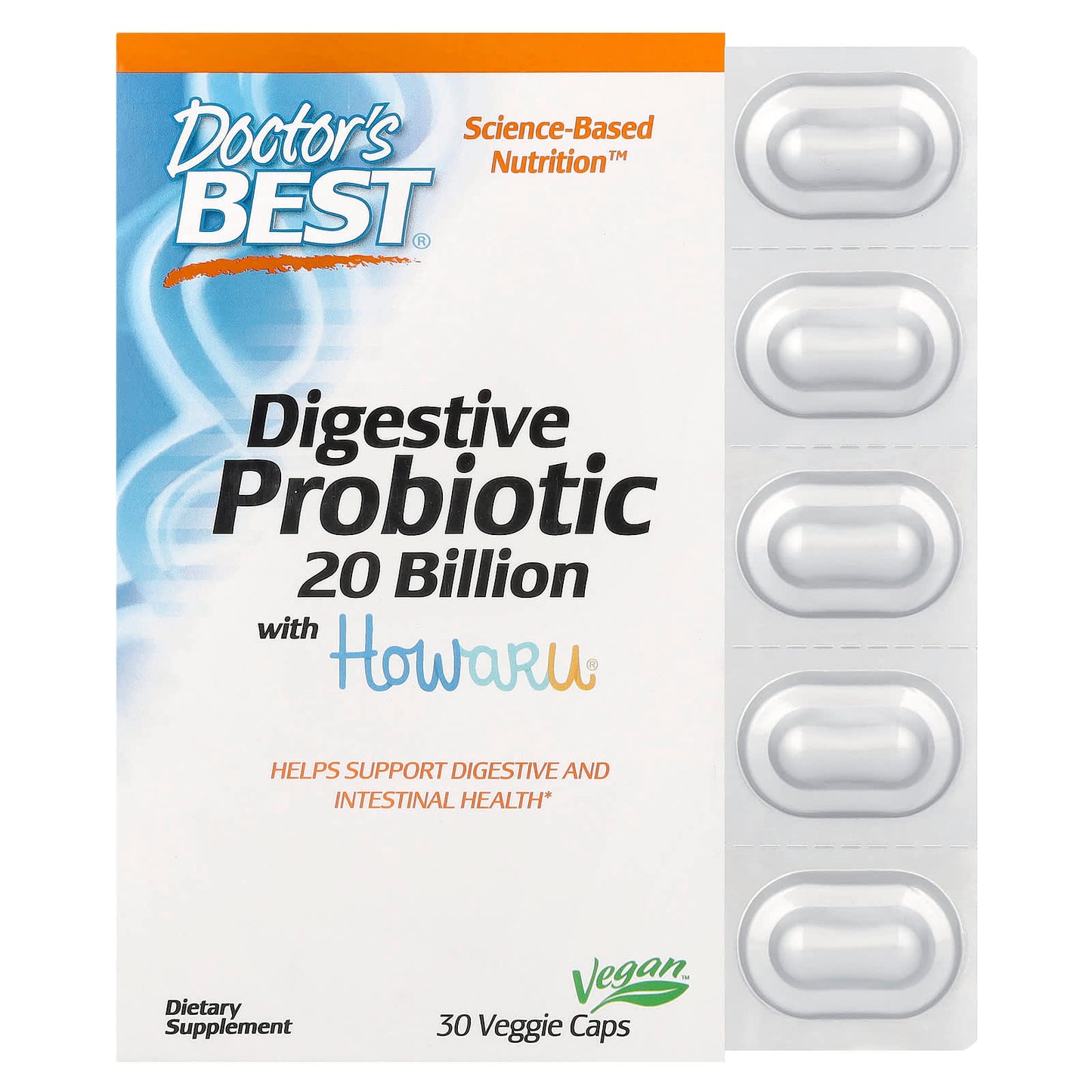 Doctor's Best Digestive Probiotic 20 Billion CFU, 30 Veggie Capsules - Image 1