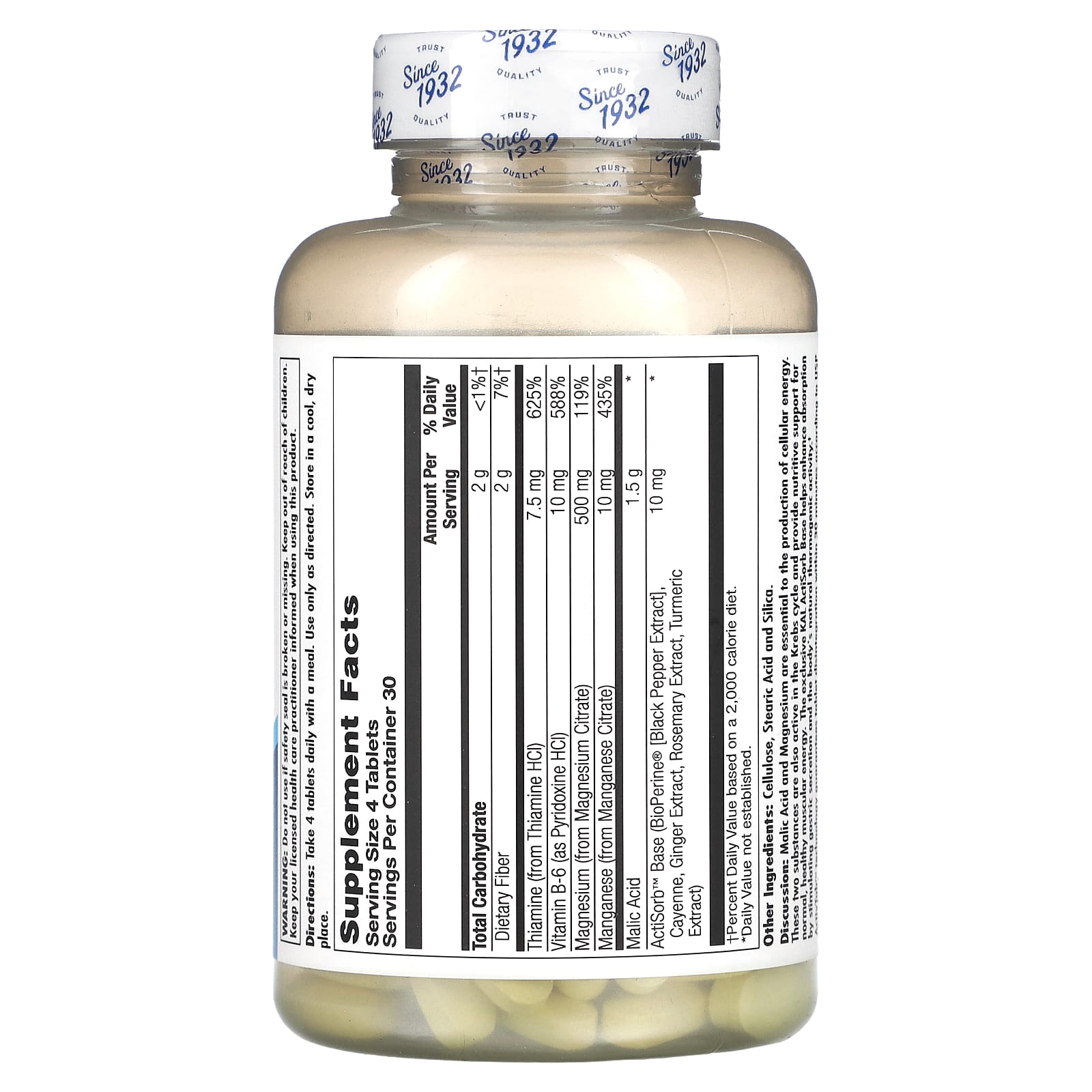 Boost Energy with KAL Malic Acid & Magnesium Tablets, 120 Count - Image 2