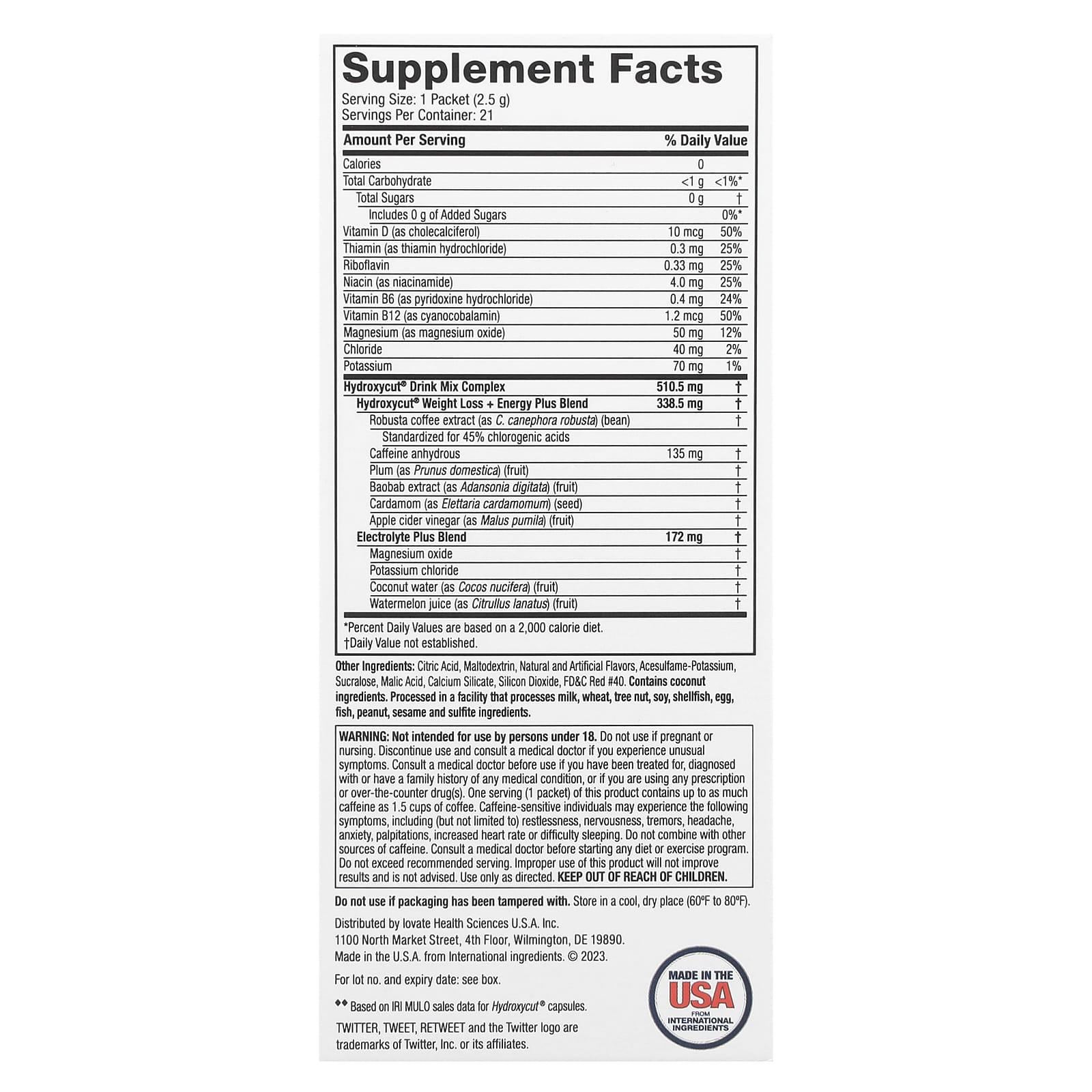 Hydroxycut Wildberry Weight Loss Drink Mix - 21 Packets - Fast Energy - Image 2