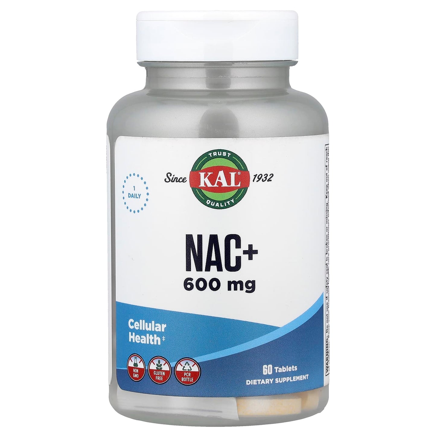 Support Cellular Health with KAL NAC+ 60 Tablets - Non-GMO & Gluten Free - Image 1