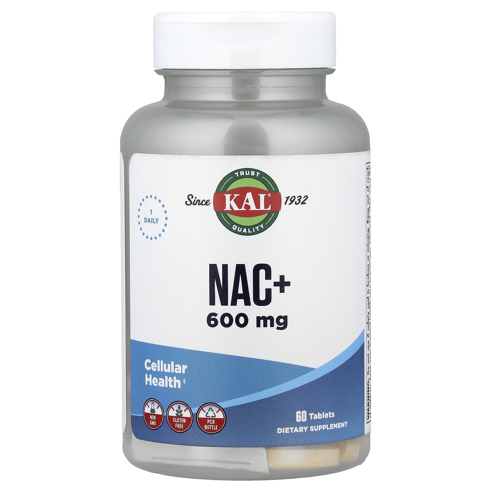 Support Cellular Health with KAL NAC+ 60 Tablets - Non-GMO & Gluten Free - Image 1