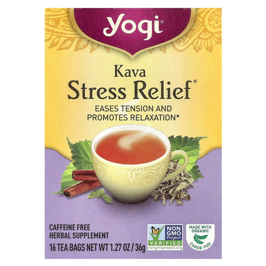 Yogi Tea, Kava Stress Relief®, Caffeine Free, 16 Tea Bags, 1.27 oz (36 g) - Image 1