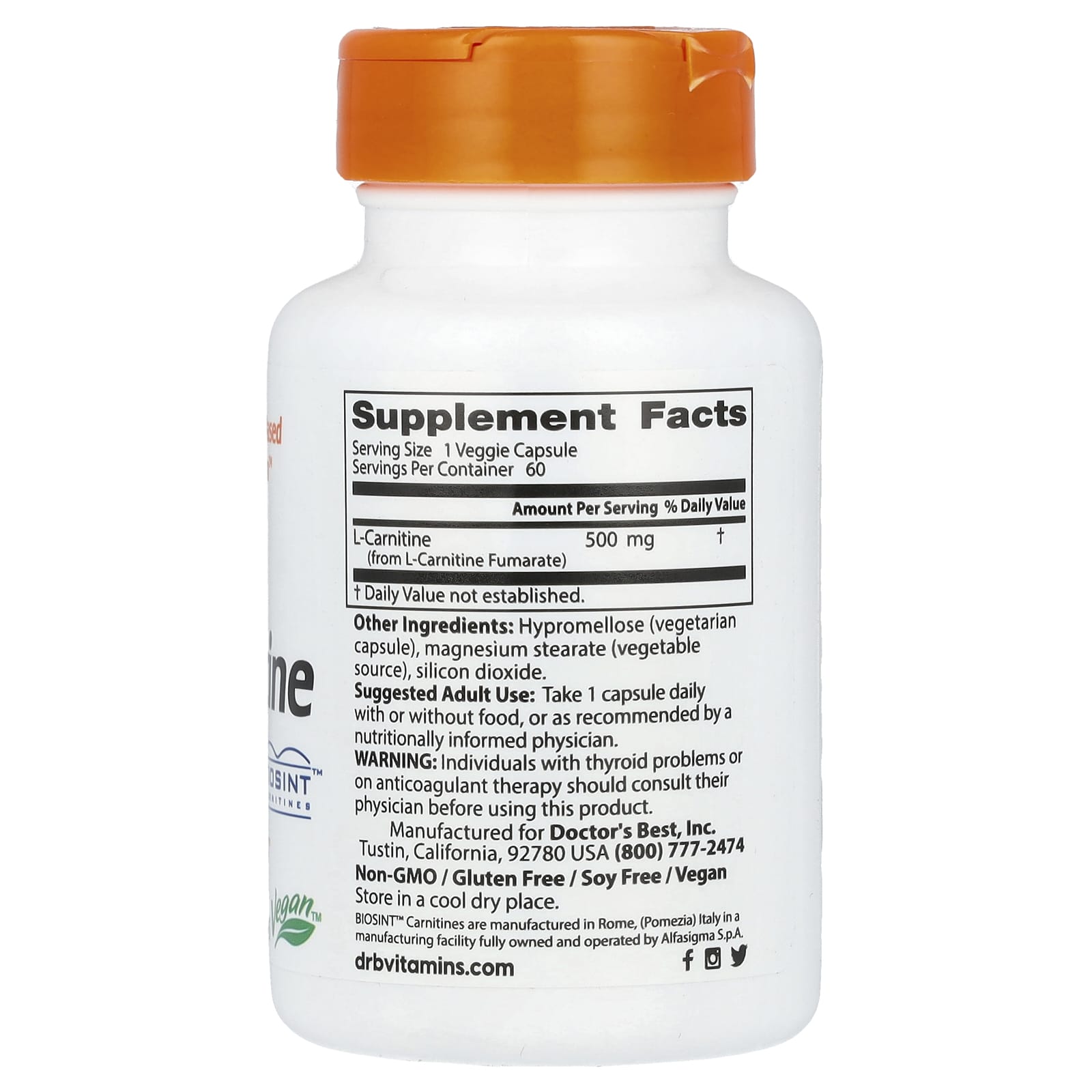 Doctor's Best L-Carnitine Fumarate for Weight Loss & Exercise Recovery - Image 2