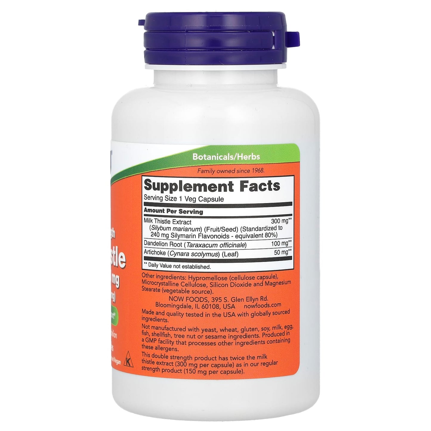 NOW Foods, Milk Thistle Extract, Double Strength, 300 mg, 100 Veg Capsules - Image 2