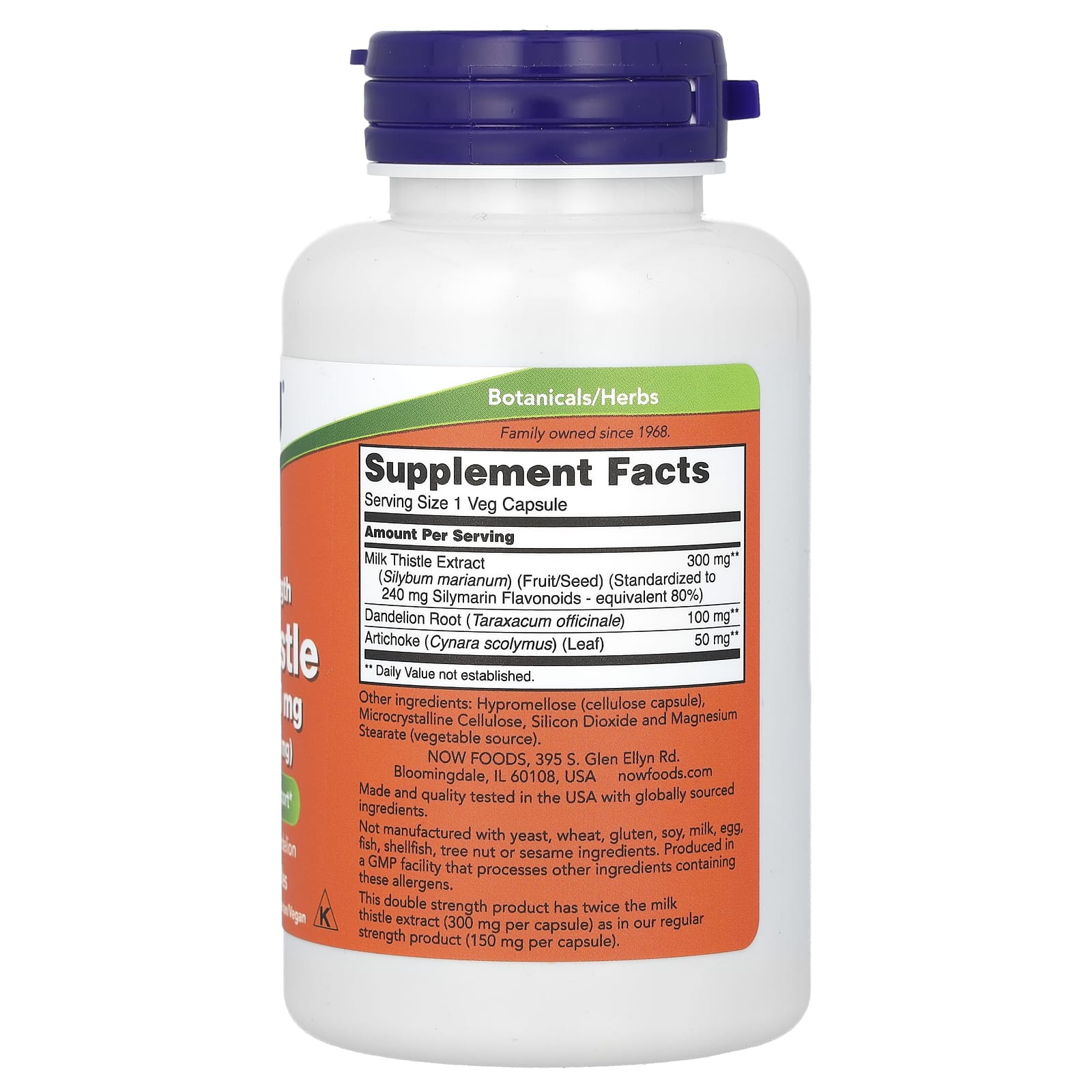NOW Foods, Milk Thistle Extract, Double Strength, 300 mg, 100 Veg Capsules - Image 2