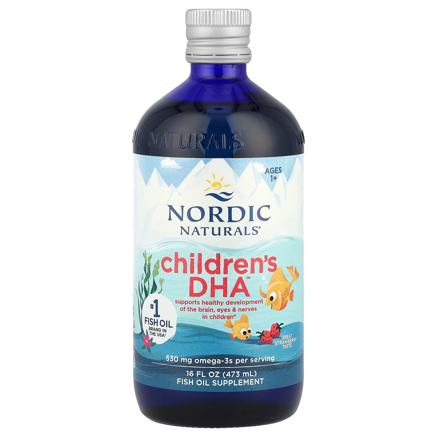 Nordic Naturals, Children's DHA™, Ages 1+, Great Strawberry, 530 mg, 16 fl oz (473 ml) - Image 1