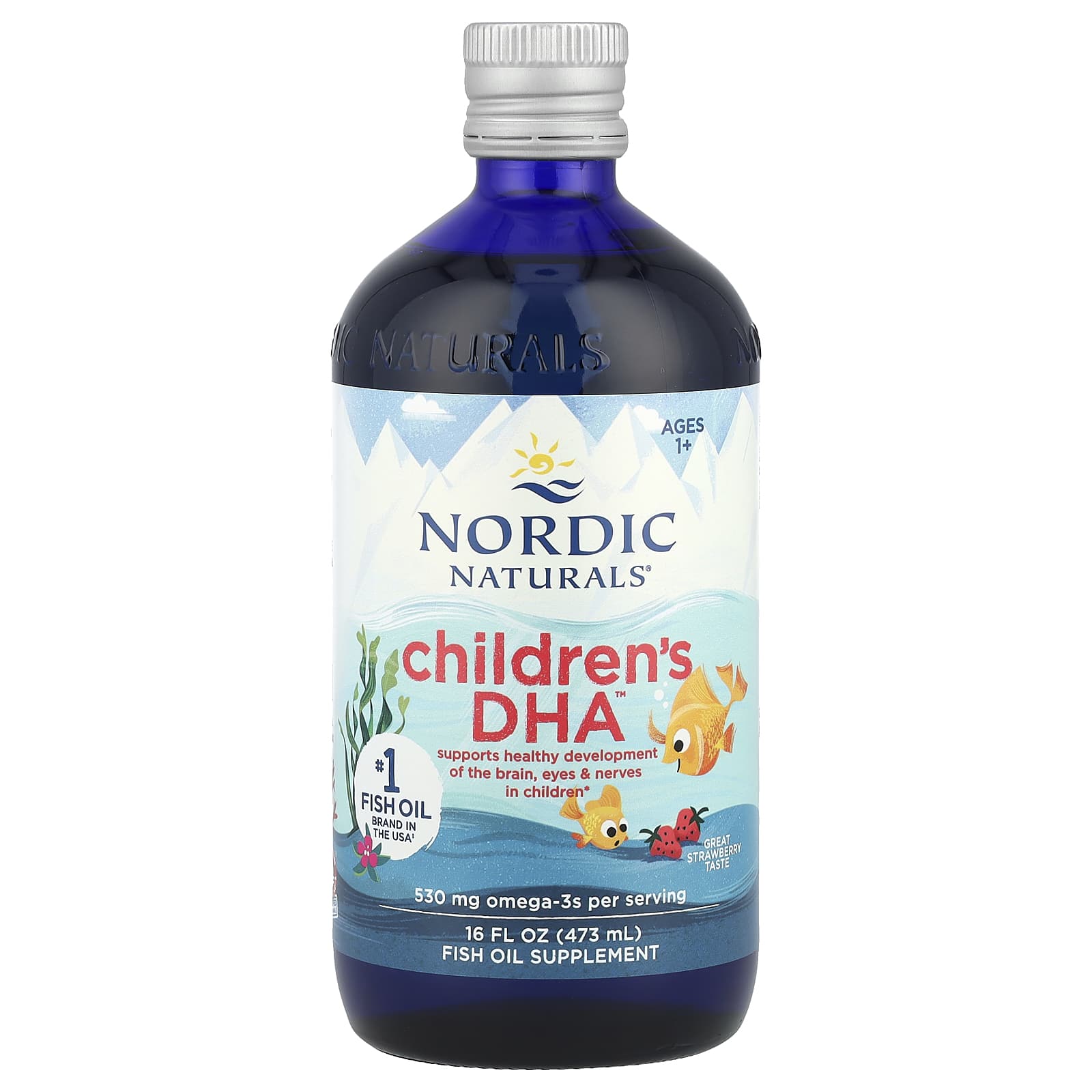 Nordic Naturals, Children's DHA™, Ages 1+, Great Strawberry, 530 mg, 16 fl oz (473 ml) - Image 1