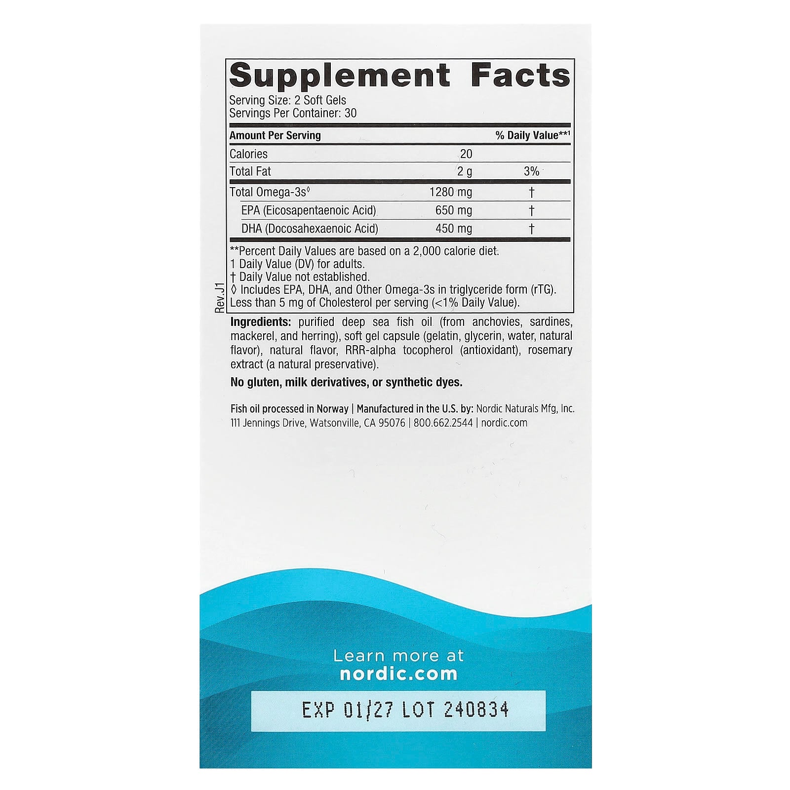 Nordic Naturals, Ultimate Omega, Lemon, 60 Soft Gels (640 mg per Soft Gel) - Image 2