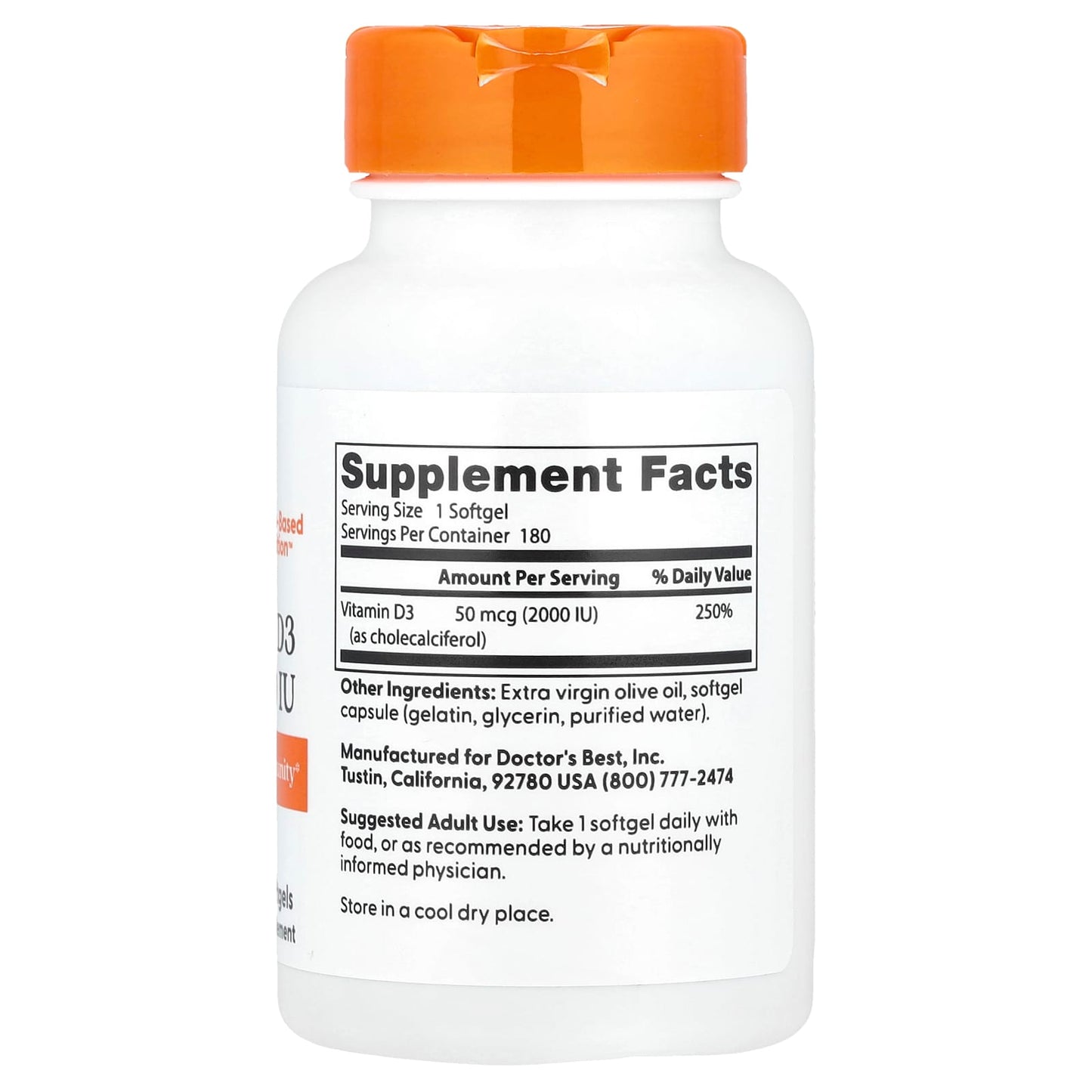 Vitamin D3 50 mcg (2,000 IU) by Doctor's Best, Supports Immunity & Bone Health - Image 2