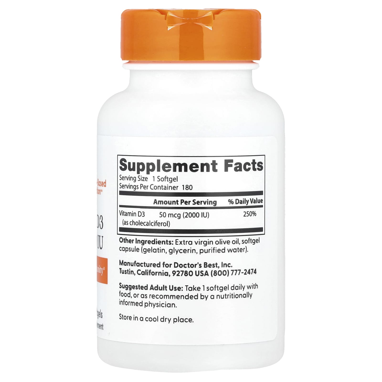 Vitamin D3 50 mcg (2,000 IU) by Doctor's Best, Supports Immunity & Bone Health - Image 2