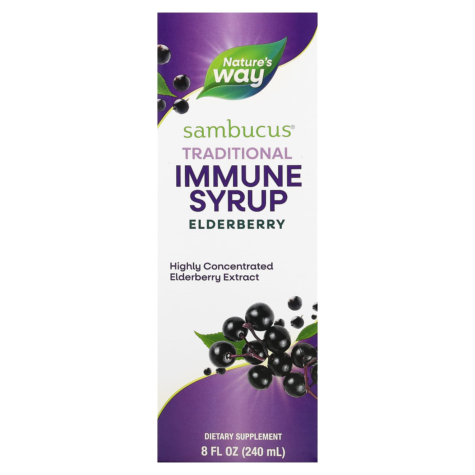 Nature's Way, Sambucus, Traditional Immune Syrup, Elderberry, 50 mg, 8 fl oz (240 ml) - Image 1