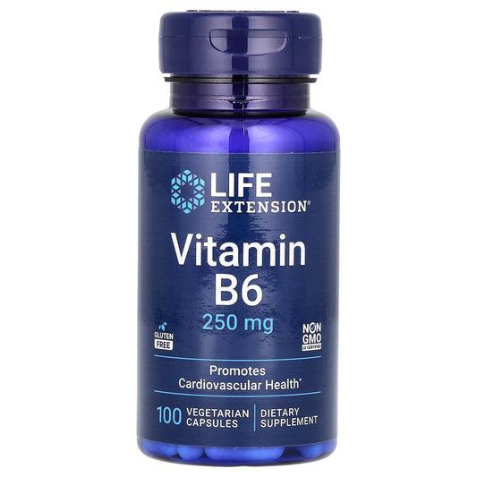 Life Extension, Vitamin B6, 250 mg, 100 Vegetarian Capsules - Image 1