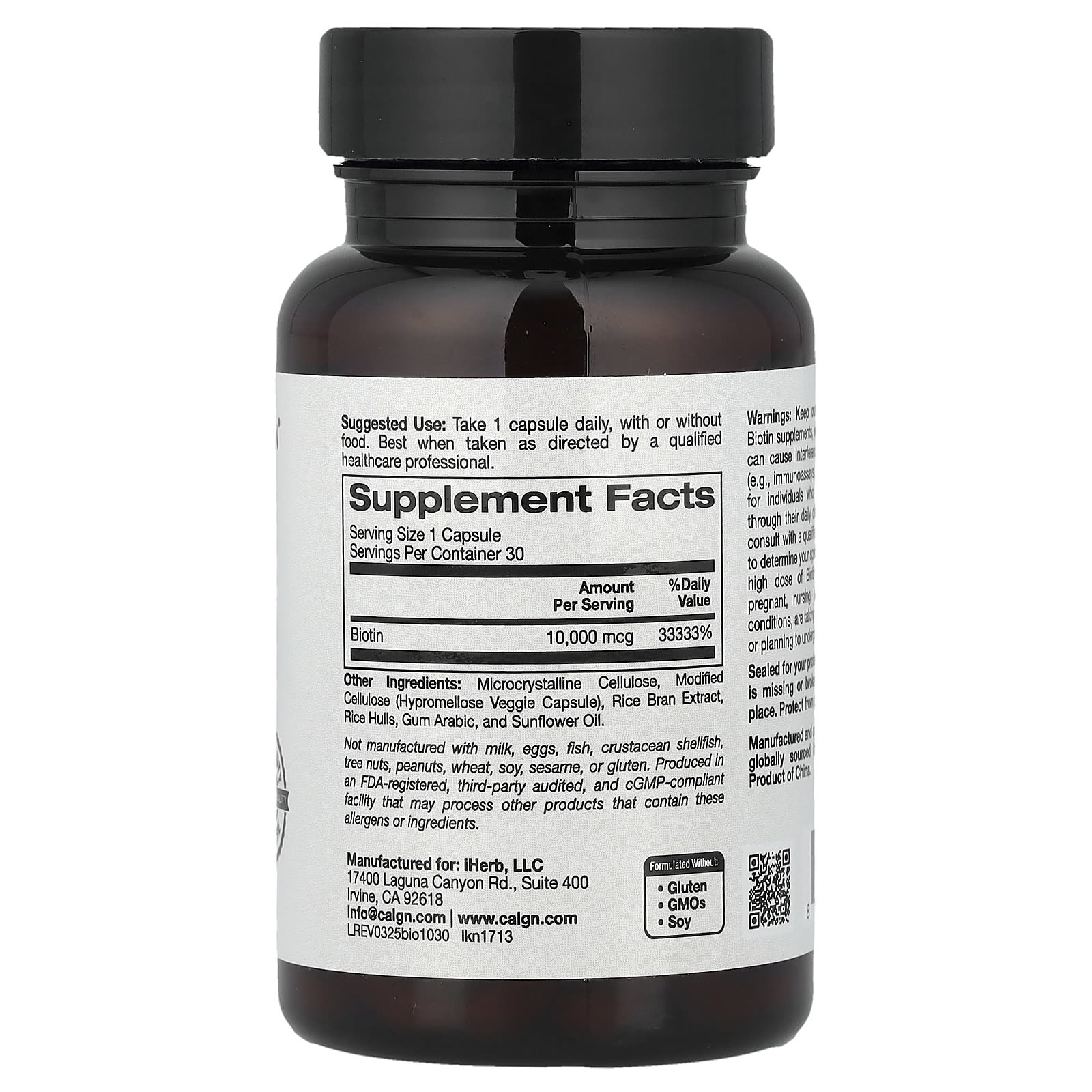 High-Strength Biotin Supplement - 10,000 mcg, 30 Veggie Capsules - Image 2