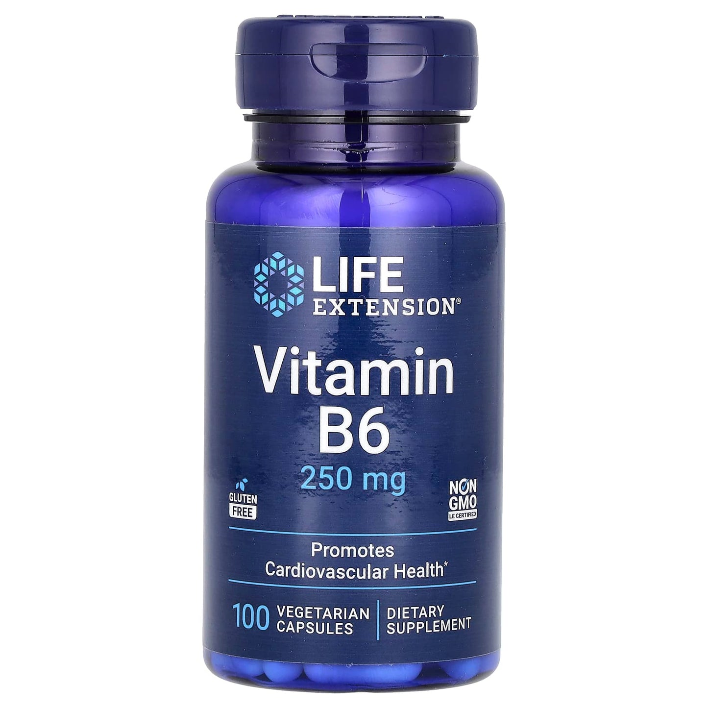 Life Extension, Vitamin B6, 250 mg, 100 Vegetarian Capsules - Image 1