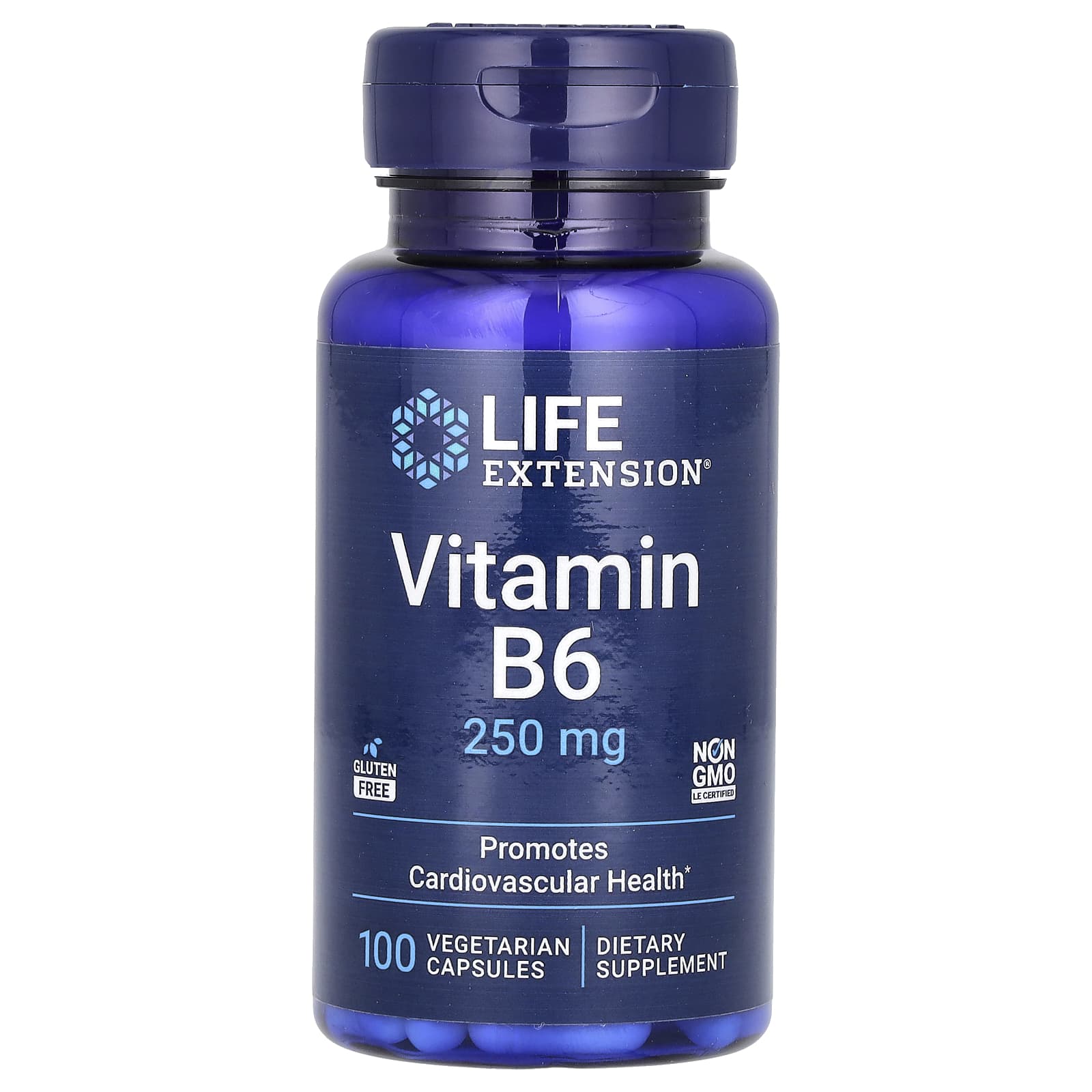 Life Extension, Vitamin B6, 250 mg, 100 Vegetarian Capsules - Image 1
