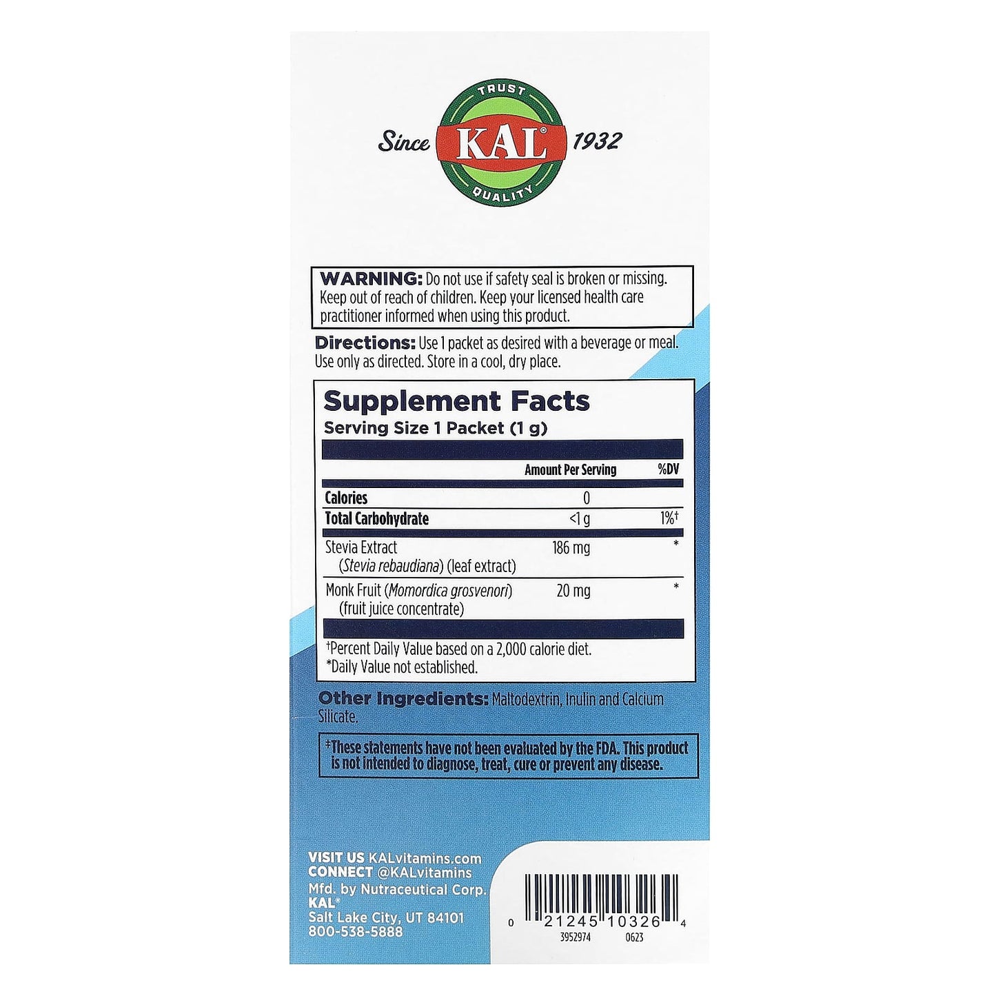KAL, Sure Stevia Extract + Monk Fruit, 100 Packets, 3.5 oz (100 g) - Image 2
