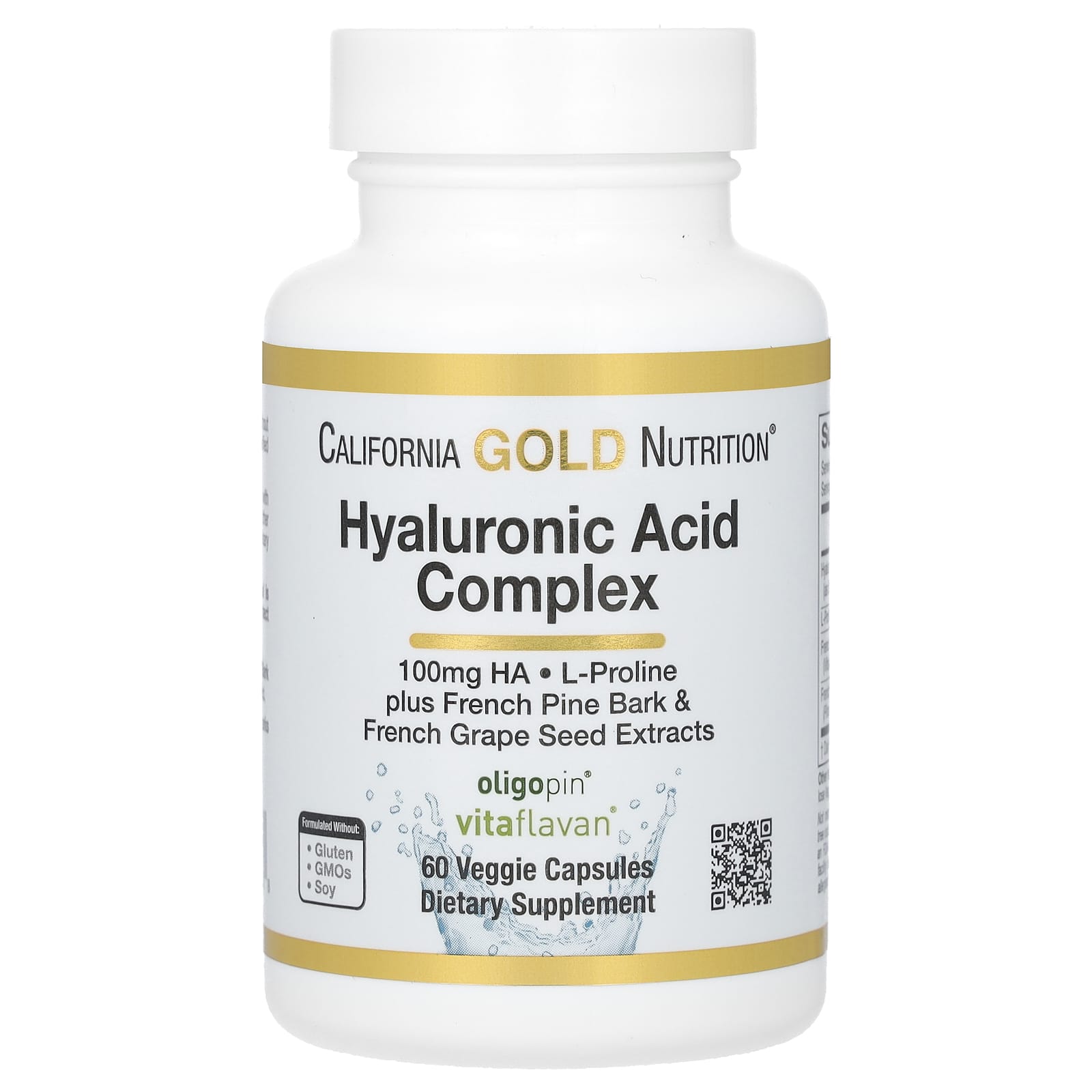 Hyaluronic Acid Complex for Healthy Skin & Joints - 60 Veggie Capsules - Image 1