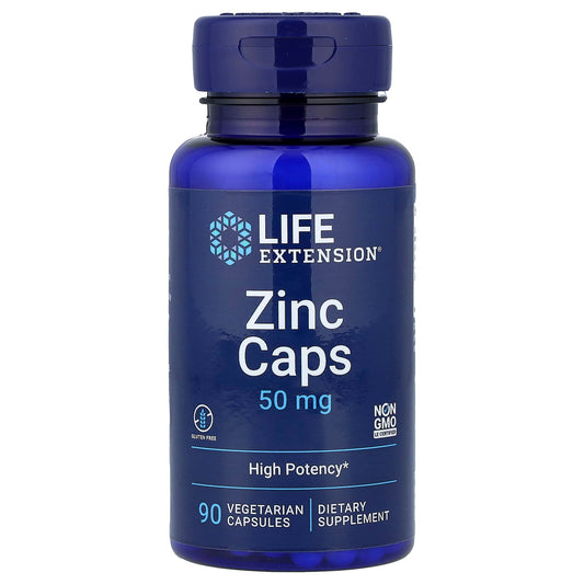 Life Extension, Zinc Caps, High Potency, 50 mg, 90 Vegetarian Capsules - Image 1