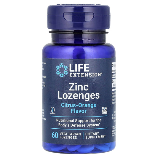 Life Extension, Zinc Lozenges, Citrus-Orange, 60 Vegetarian Lozenges (18.75 mg per Lozenge) - Image 1