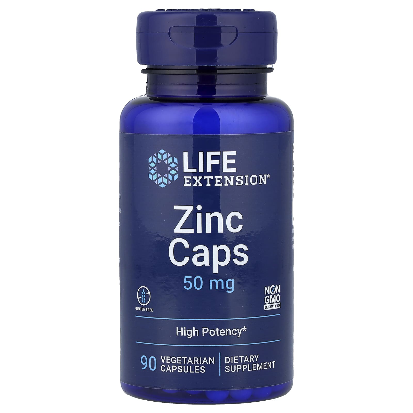 Life Extension, Zinc Caps, High Potency, 50 mg, 90 Vegetarian Capsules - Image 1