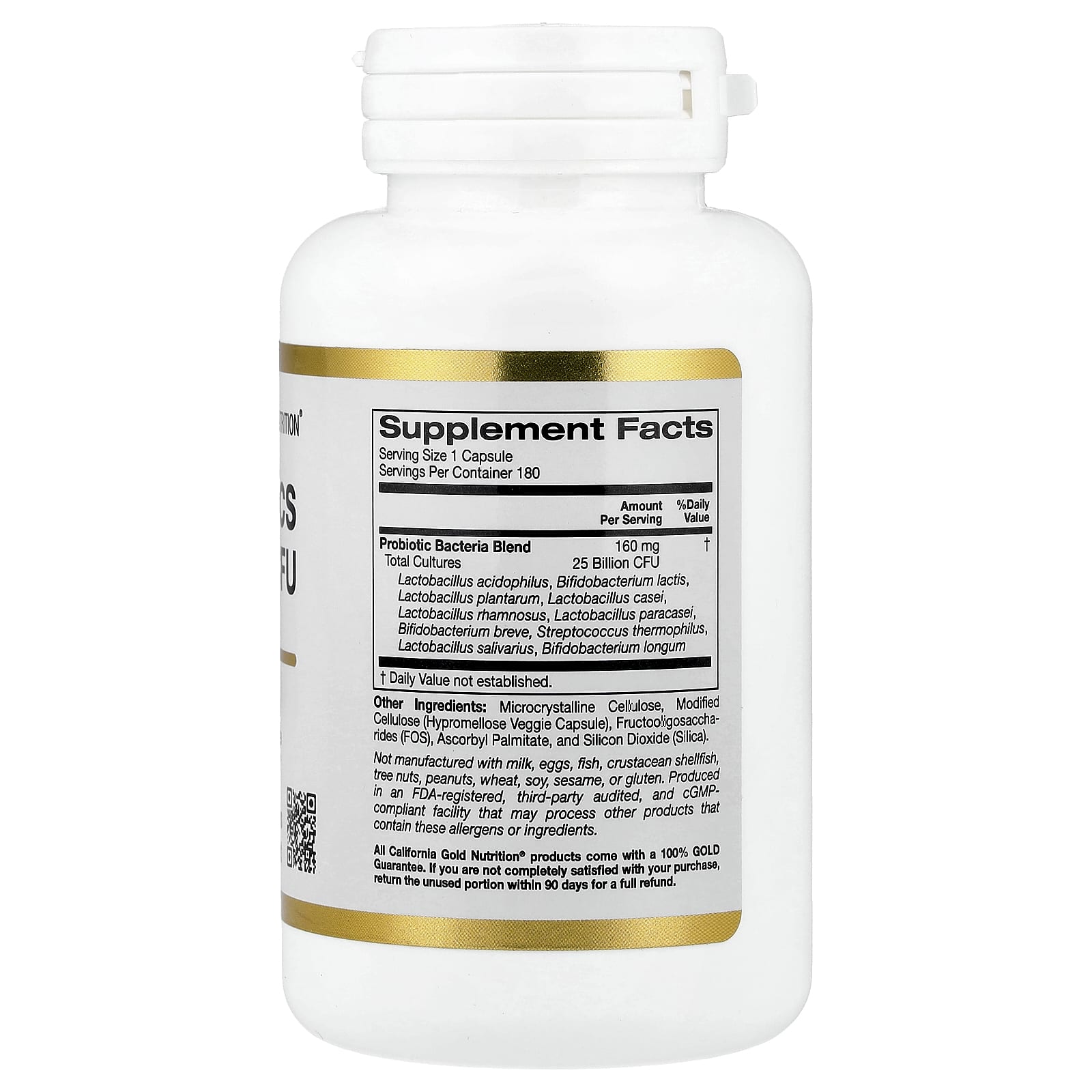 California Gold Nutrition Probiotics 10 Strain Blend, 25 Billion CFU, 180 Veggie Capsules - Image 2