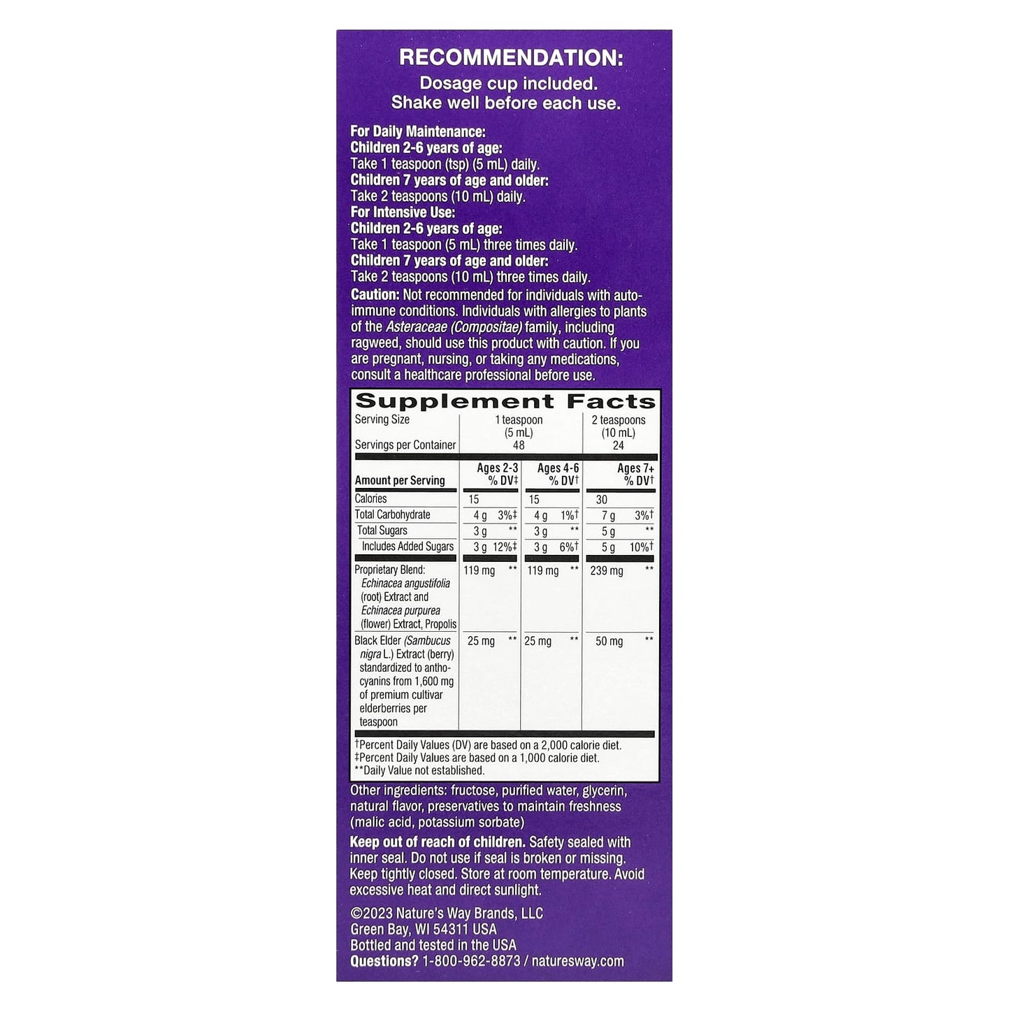 Nature's Way, Kids Sambucus®, Immune Syrup, Elderberry, Ages 2+, 8 fl oz (240 ml)