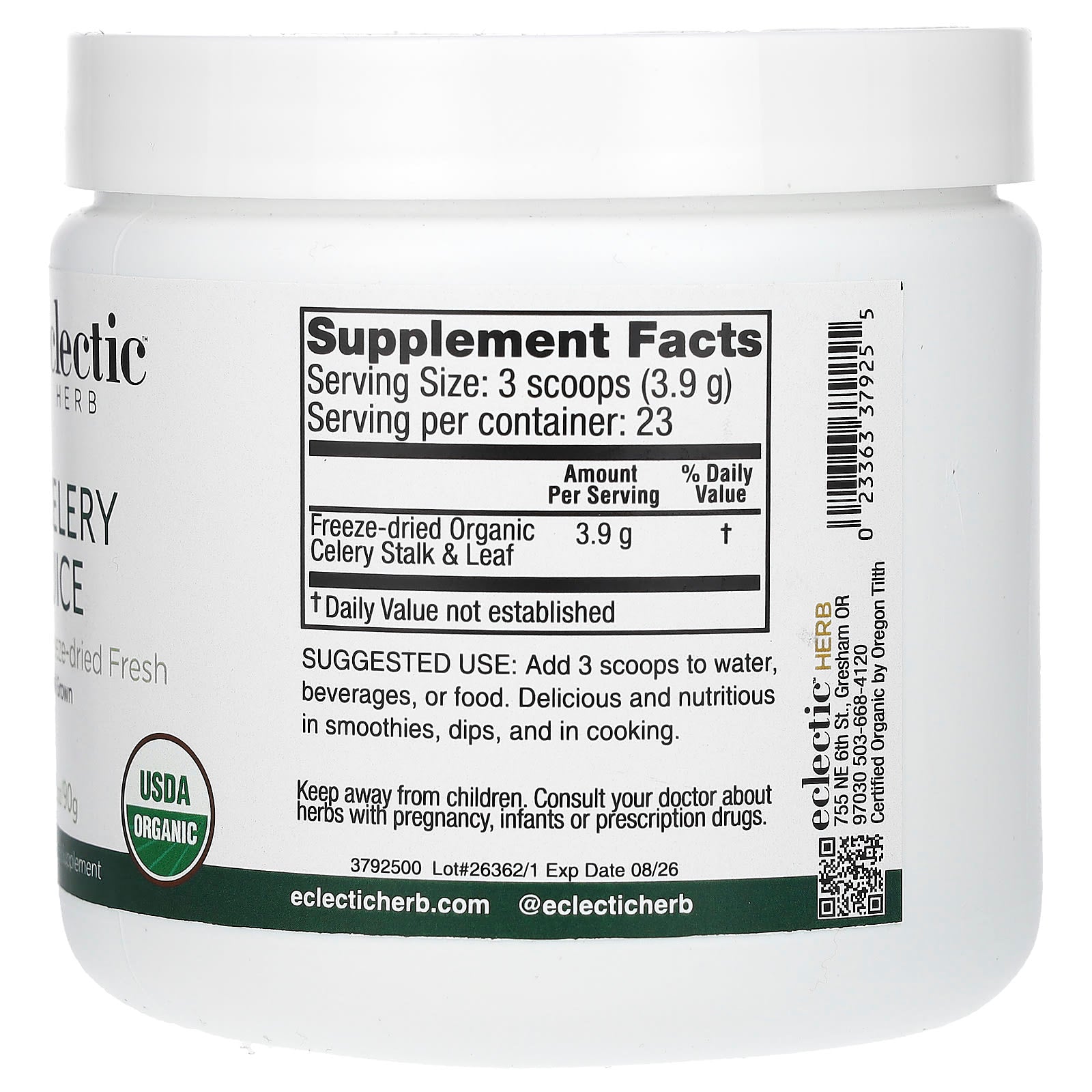 Organic Celery Juice Powder by Eclectic Herb - 3.2 oz (90g) - Image 2