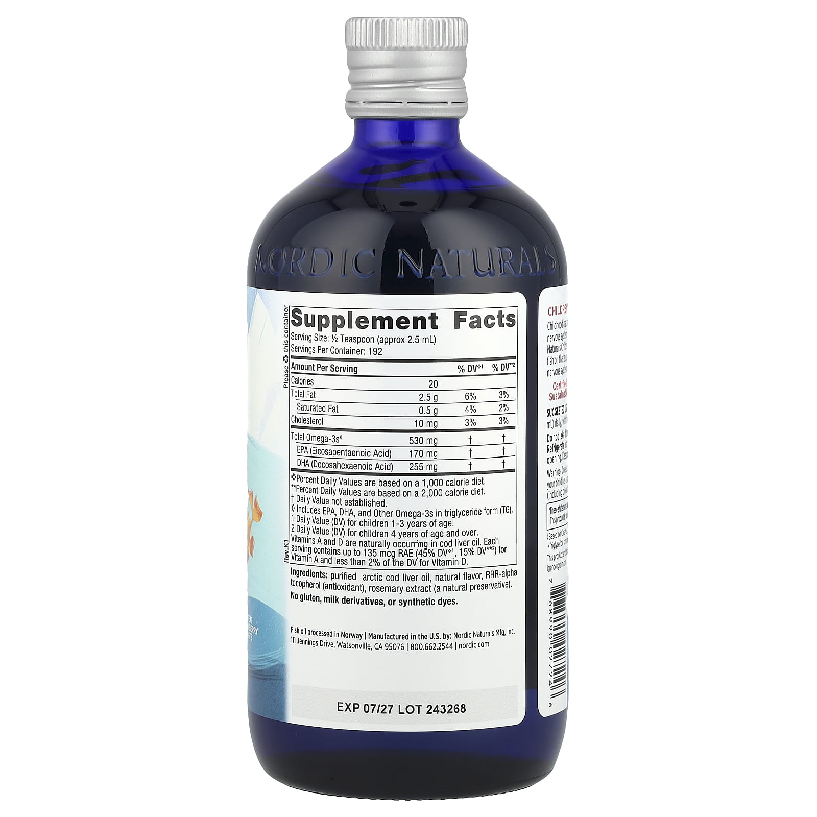 Nordic Naturals, Children's DHA™, Ages 1+, Great Strawberry, 530 mg, 16 fl oz (473 ml) - Image 2