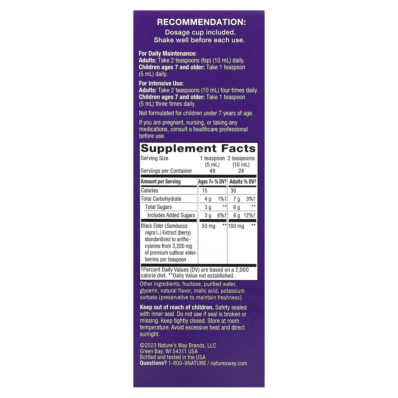 Nature's Way, Sambucus, Traditional Immune Syrup, Elderberry, 50 mg, 8 fl oz (240 ml) - Image 2