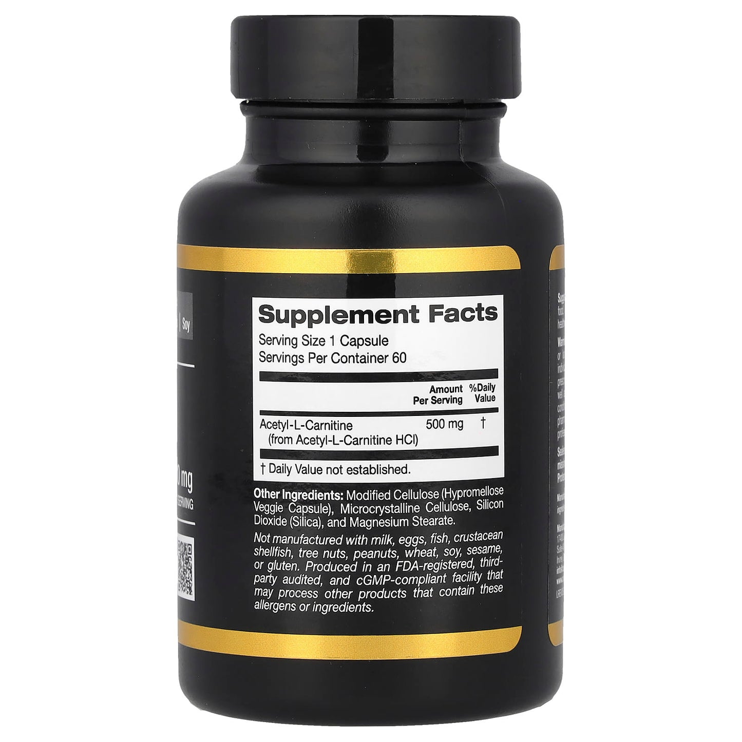 California Gold Acetyl-L-Carnitine 500 mg Veggie Capsules, 60 Count - Image 2