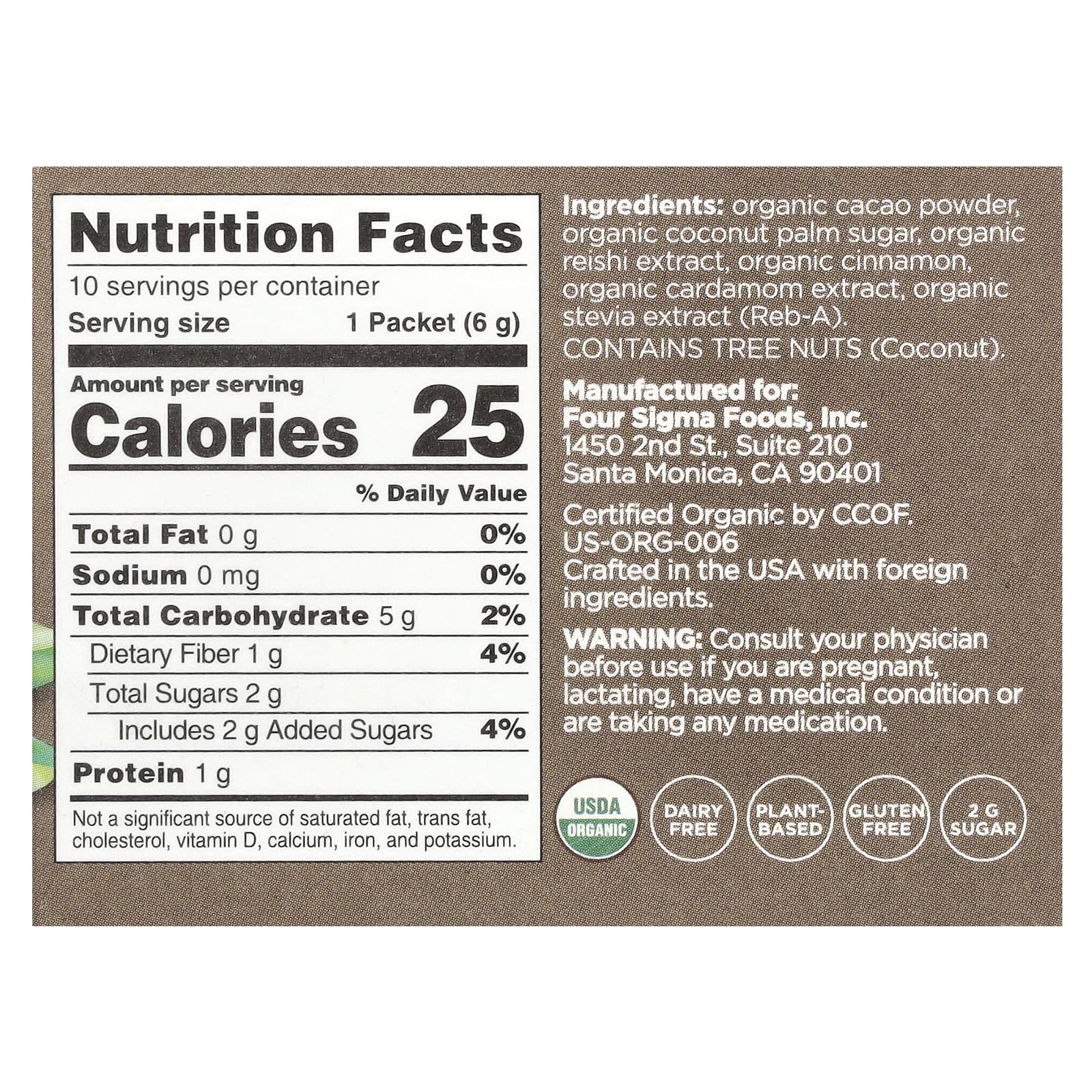 Relax with Four Sigmatic Organic Reishi Cacao Hot Chocolate Mix - Image 2