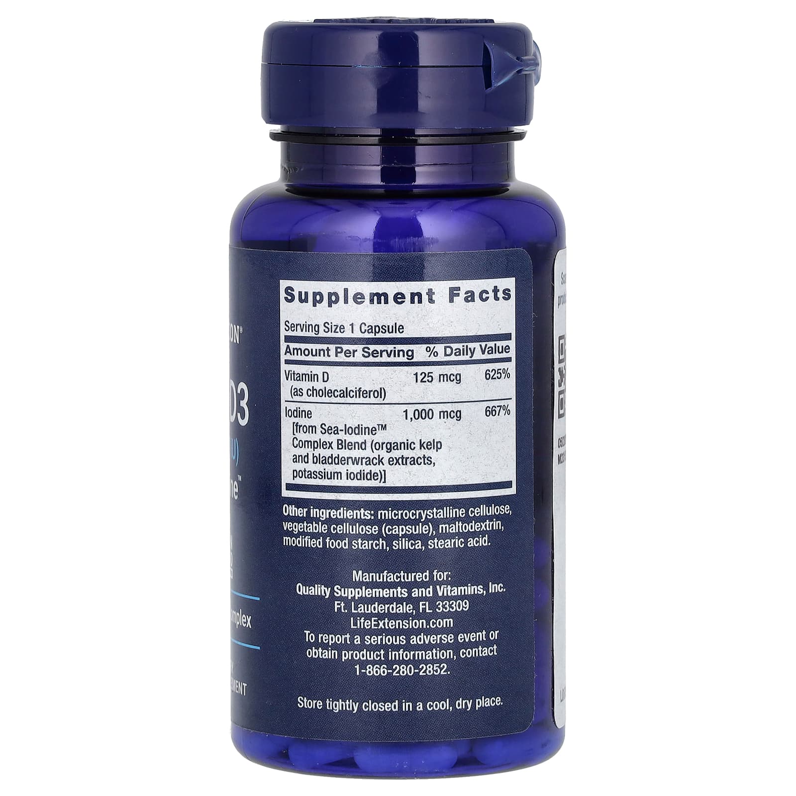 Life Extension, Vitamin D3 with Sea-Iodine, 125 mcg (5,000 IU), 60 Capsules - Image 2