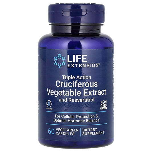 Life Extension, Triple Action Cruciferous Vegetable Extract with Resveratrol, 60 Vegetarian Capsules - Image 1