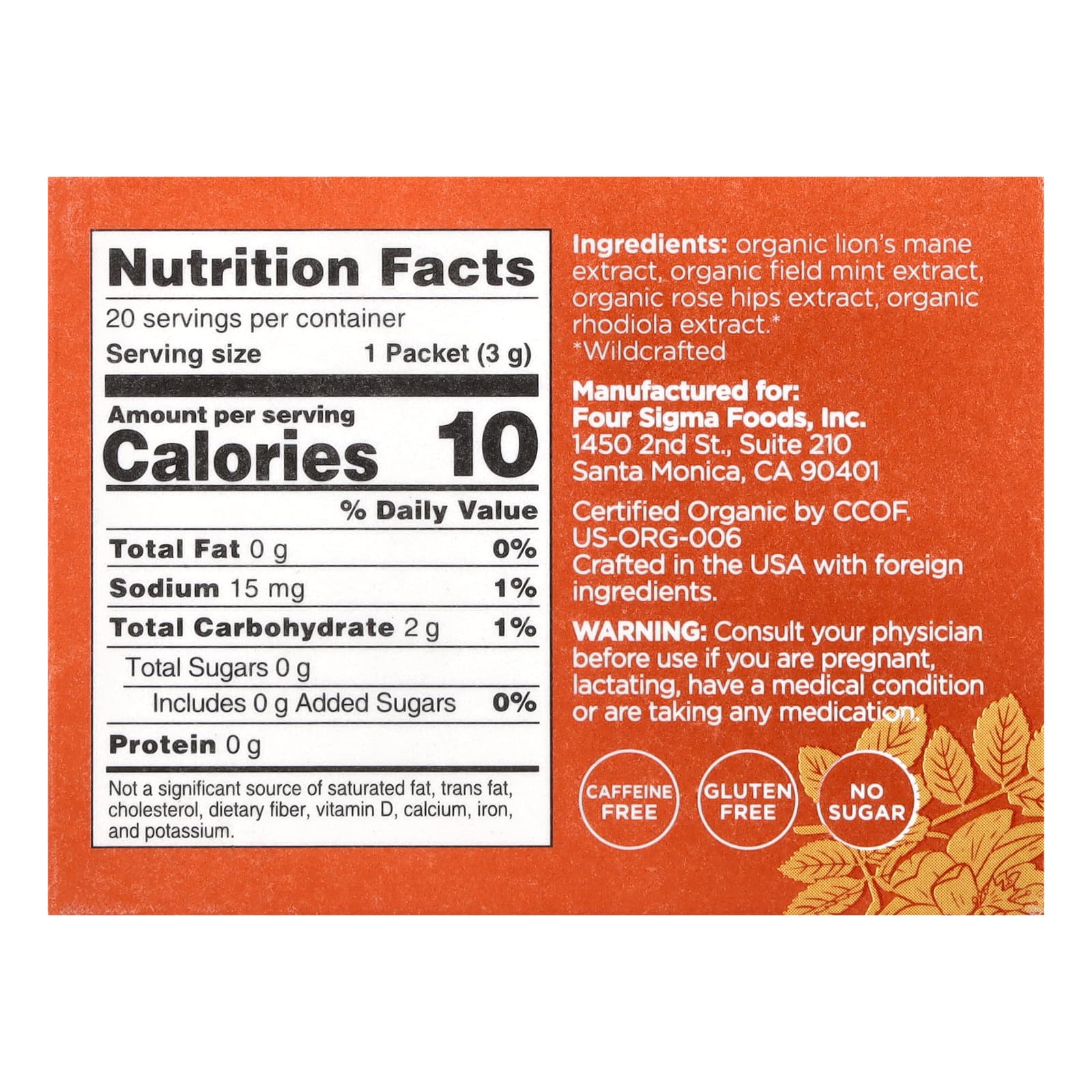 Caffeine-Free Focus Boost with Lion's Mane & Rhodiola by Four Sigmatic - Image 2