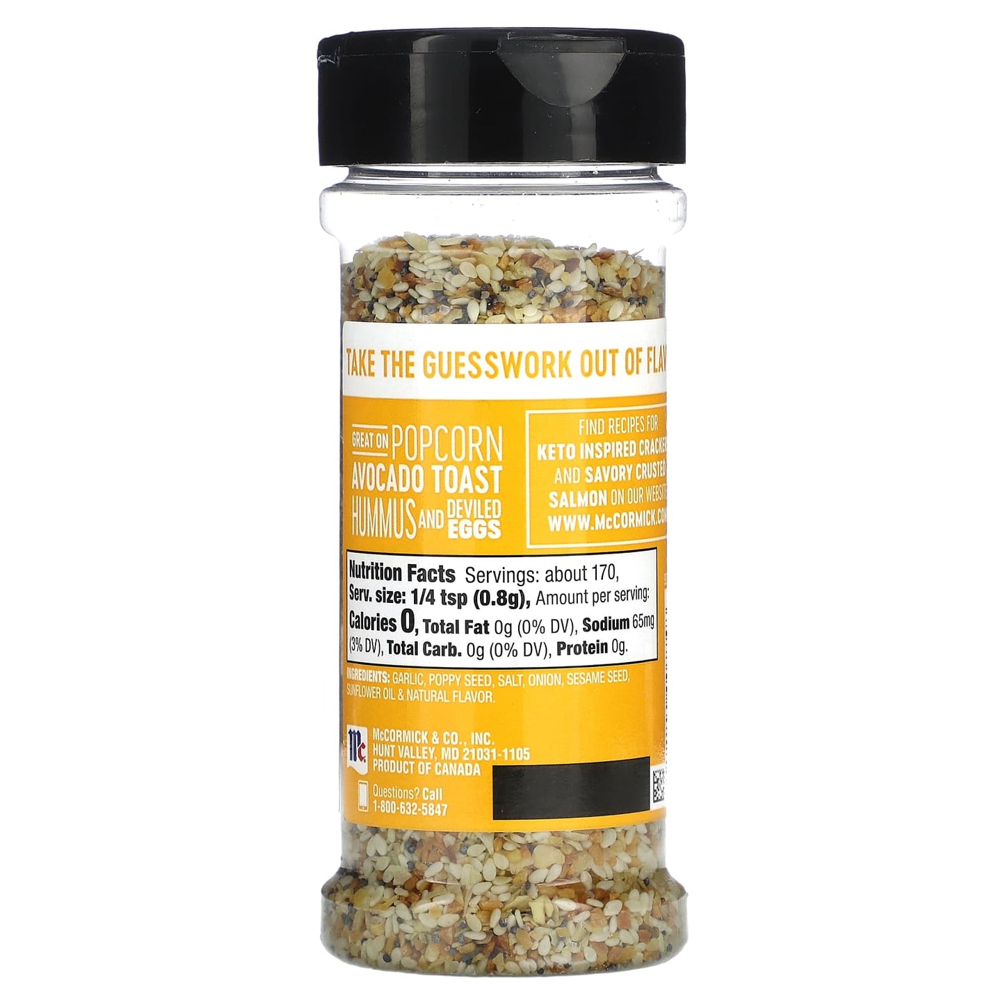 McCormick, All Purpose Seasoning, Everything Bagel with Sesame Seed, Onion, Garlic Salt and Poppy Seed, 4.8 oz (136 g) - Image 2