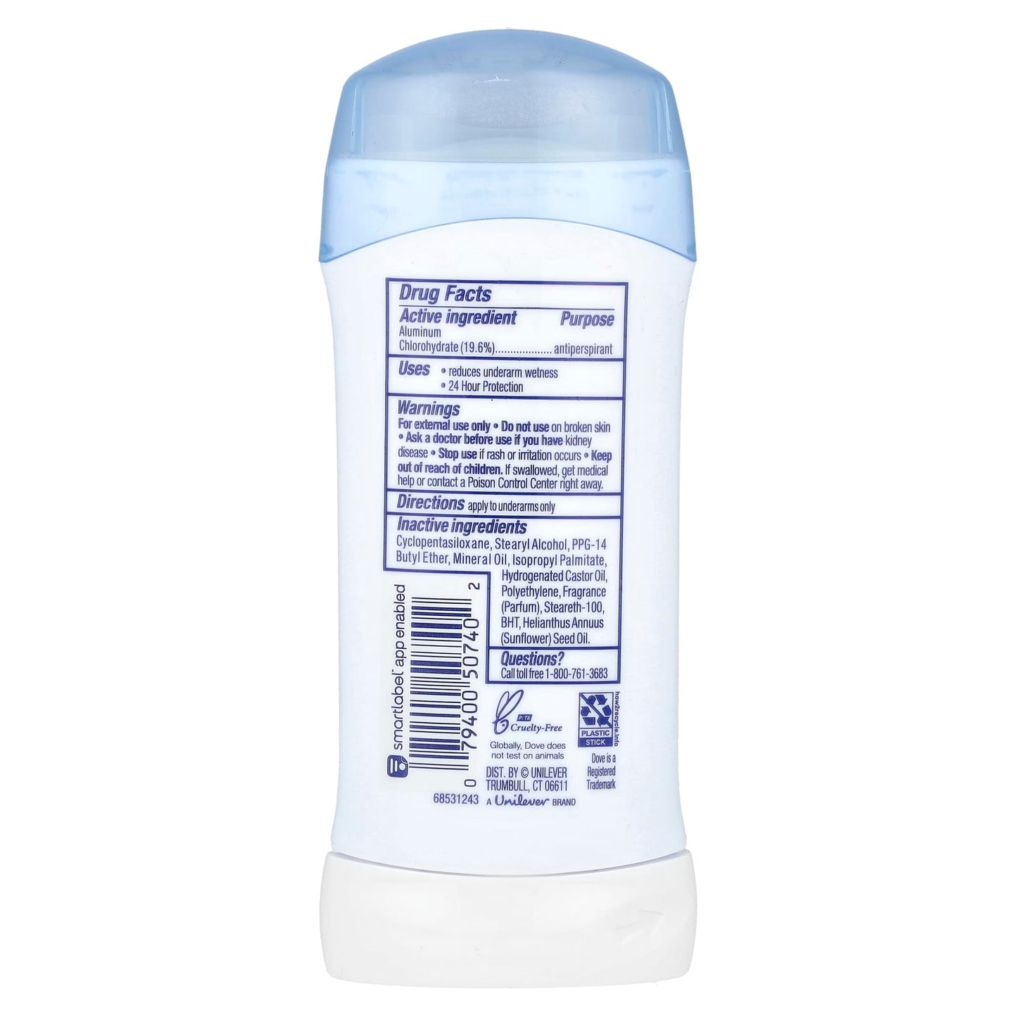 Dove Sensitive Antiperspirant Deodorant, 2.6 oz (74 g) - 24 Hour Protection - Image 2