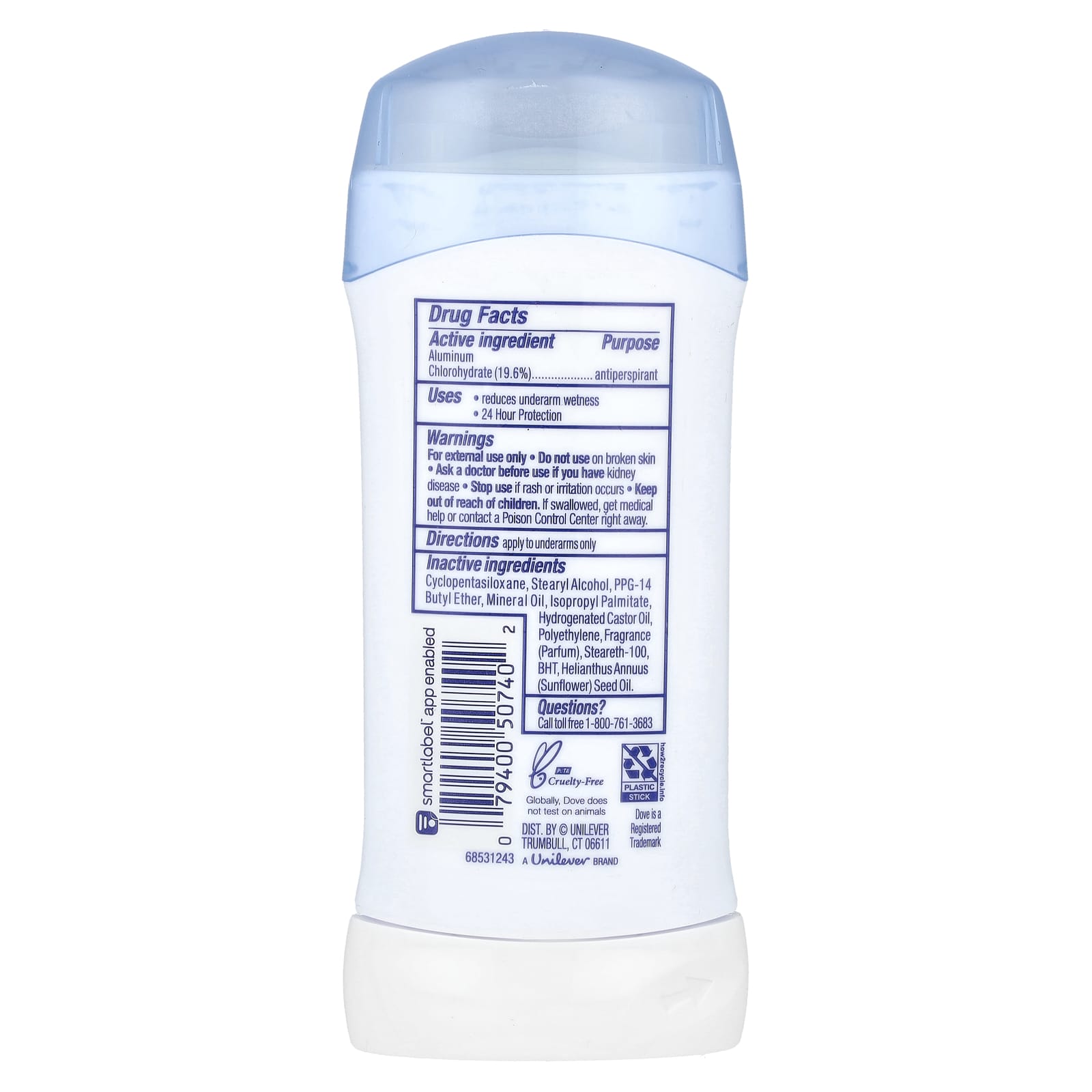 Dove Sensitive Antiperspirant Deodorant, 2.6 oz (74 g) - 24 Hour Protection - Image 2